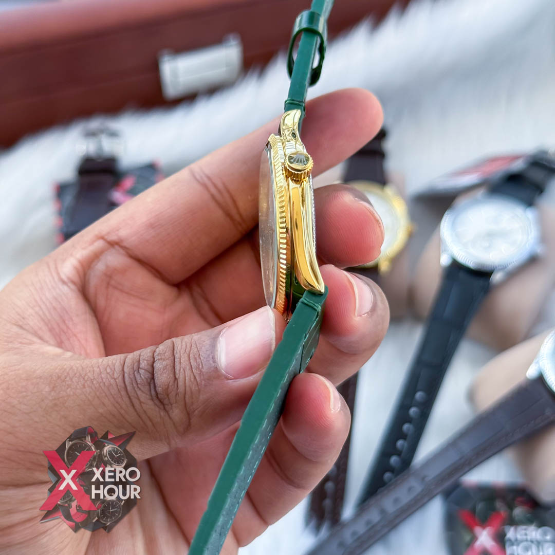 Rolex 1908 Classi style | Green belt gold white dial_img_2