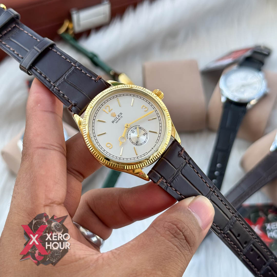 Rolex 1908 Classic style | Brown blet Gold white dial