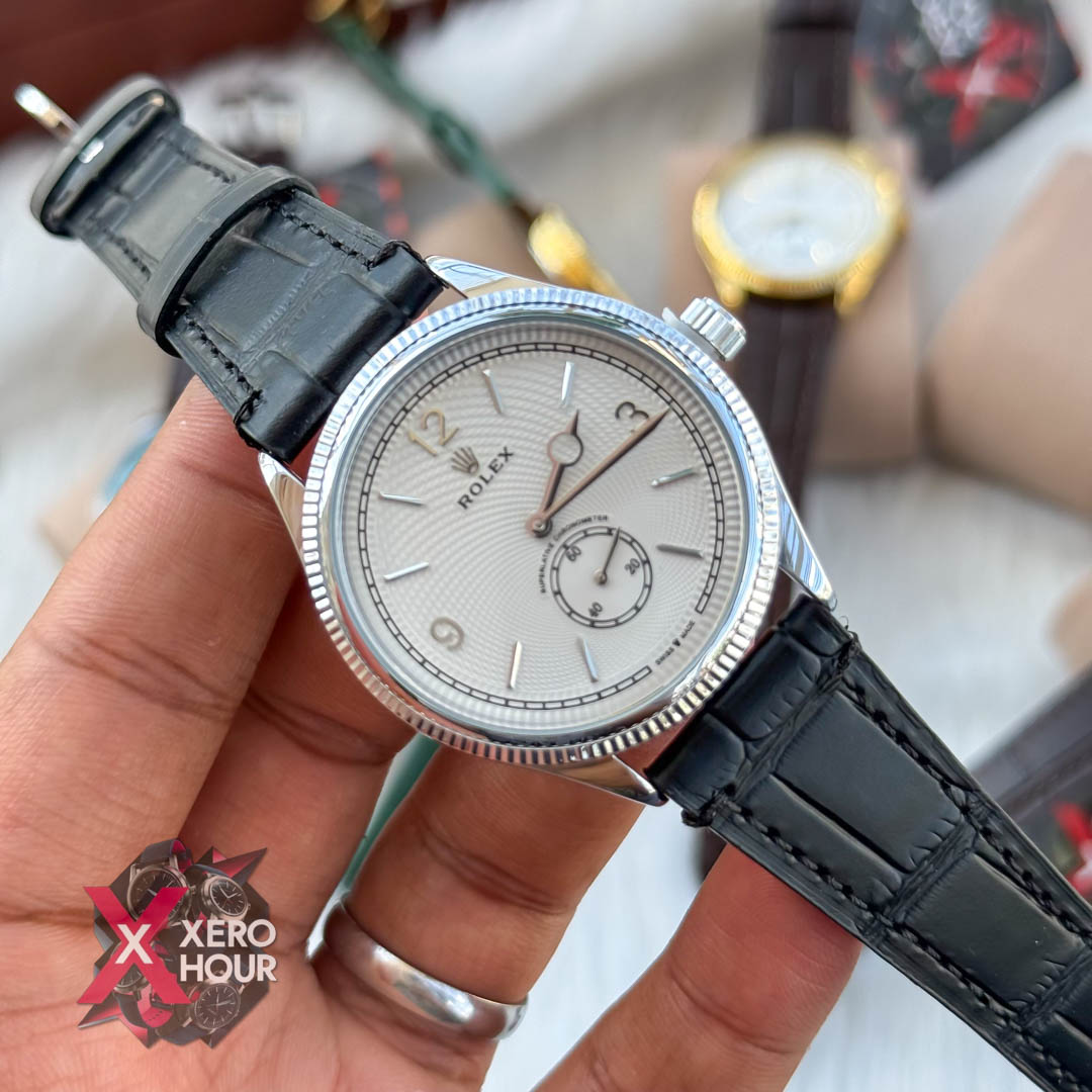Rolex 1908 Classic series | Black belt silver white dial
