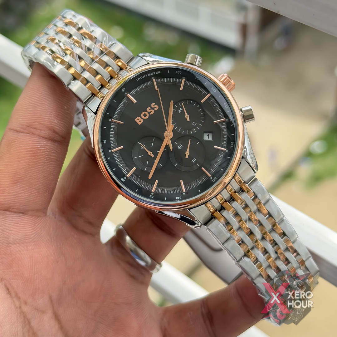 Hugo Boss Chronograph | Dual Tone Rose Gold Black Dial