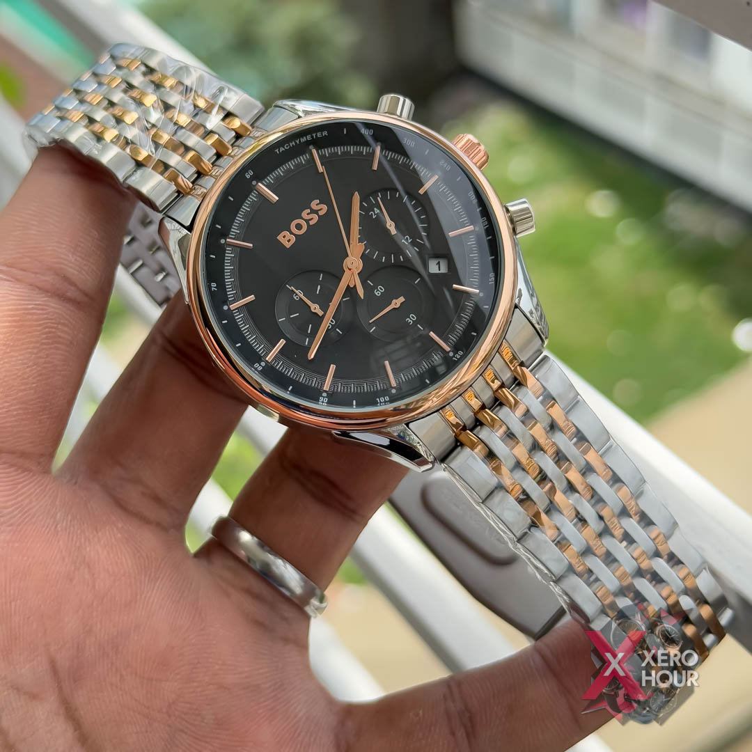 Hugo Boss Chronograph | Dual Tone Rose Gold Black Dial_img_3
