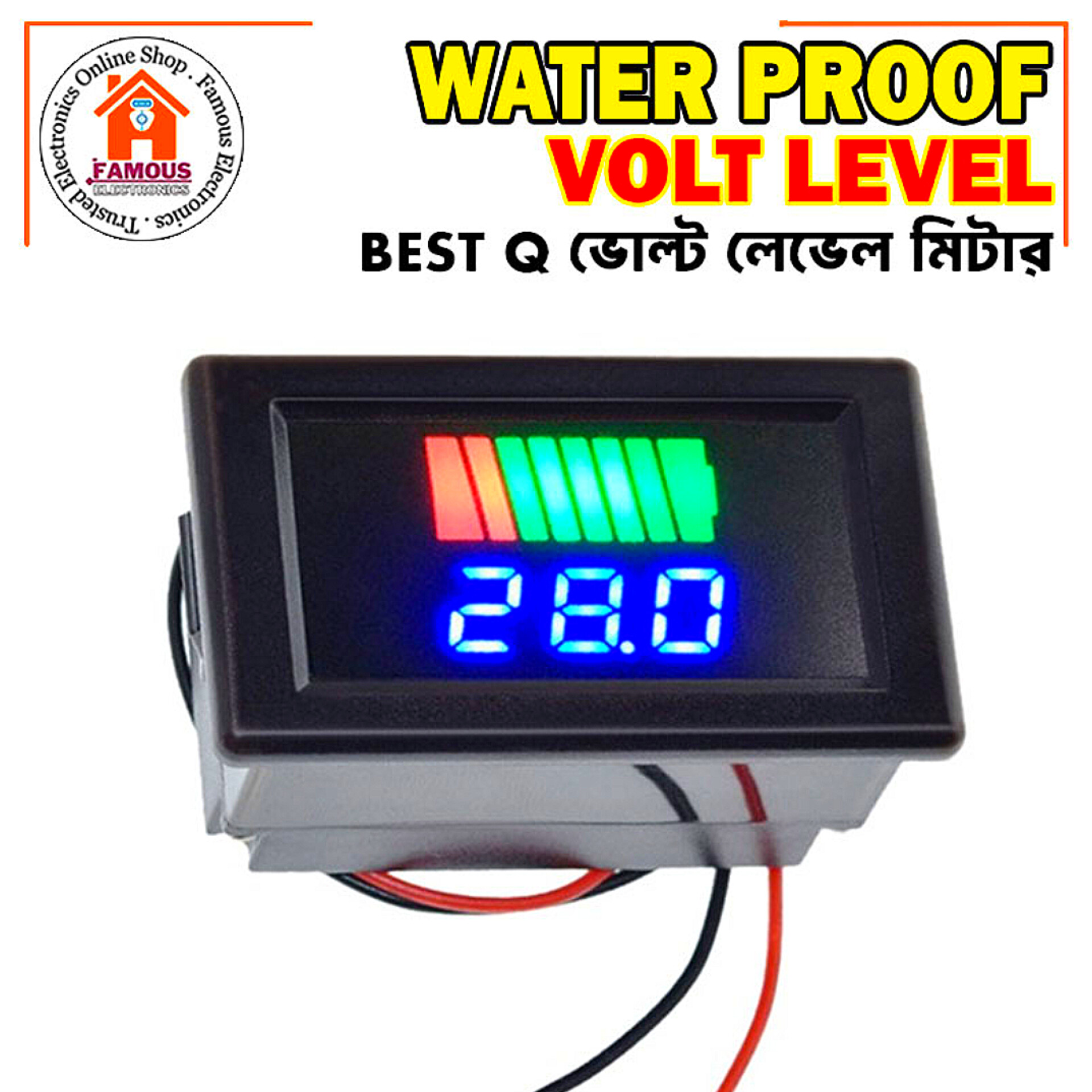 DC 12V-72V Waterproof Battery Volt Level Indicator