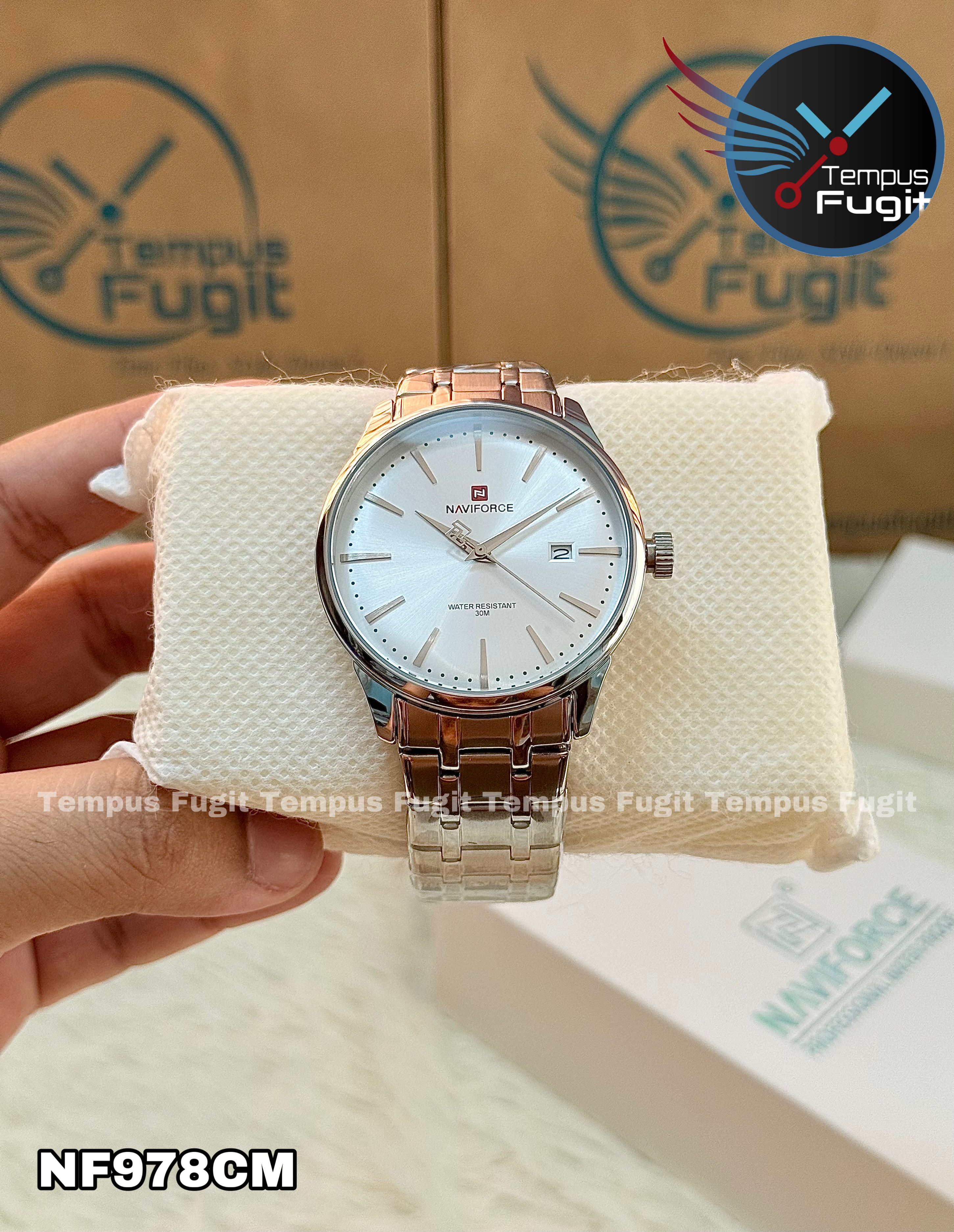 Naviforce 9230 Gents Chain Watch- Silver Dial- Silver Bezel- Silver Chain- TF Code NF978CM_img_8