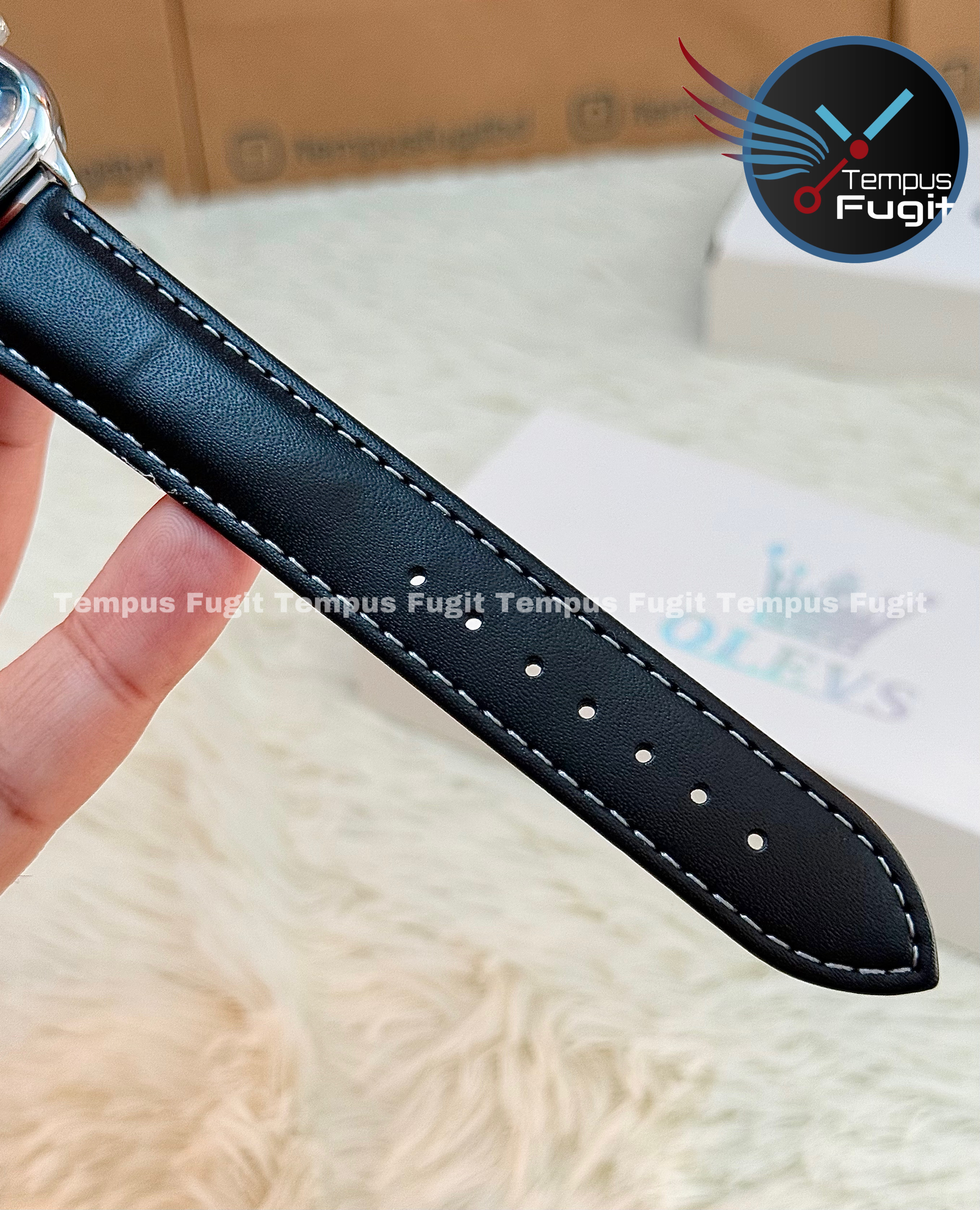 OLEVS 9914 Gents belt Watch- Blue Dial- Silver Bezel- Black Belt- TF Code OL977BM_img_14