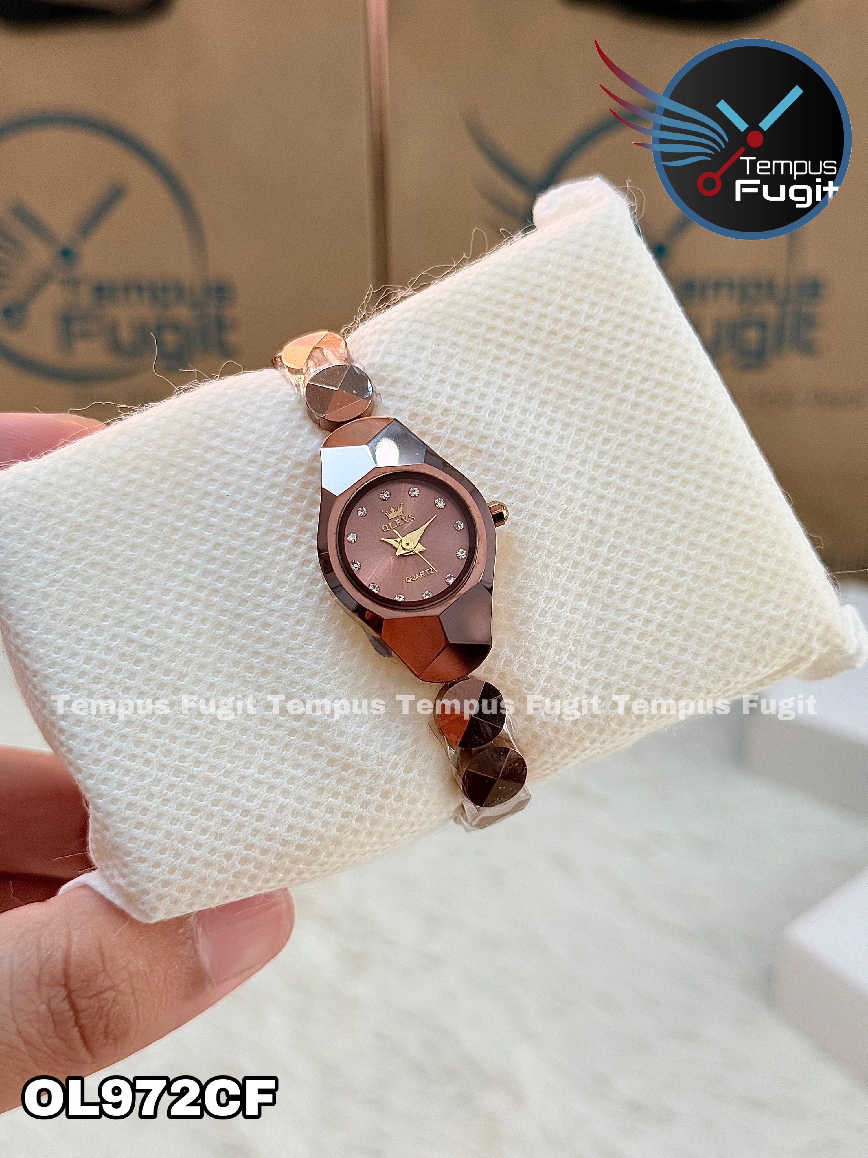 OLEVS 7007 Ladies Chain Watch- Coffee Dial- Coffee Bezel- Coffee Chain- TF Code OL972CF_img_12