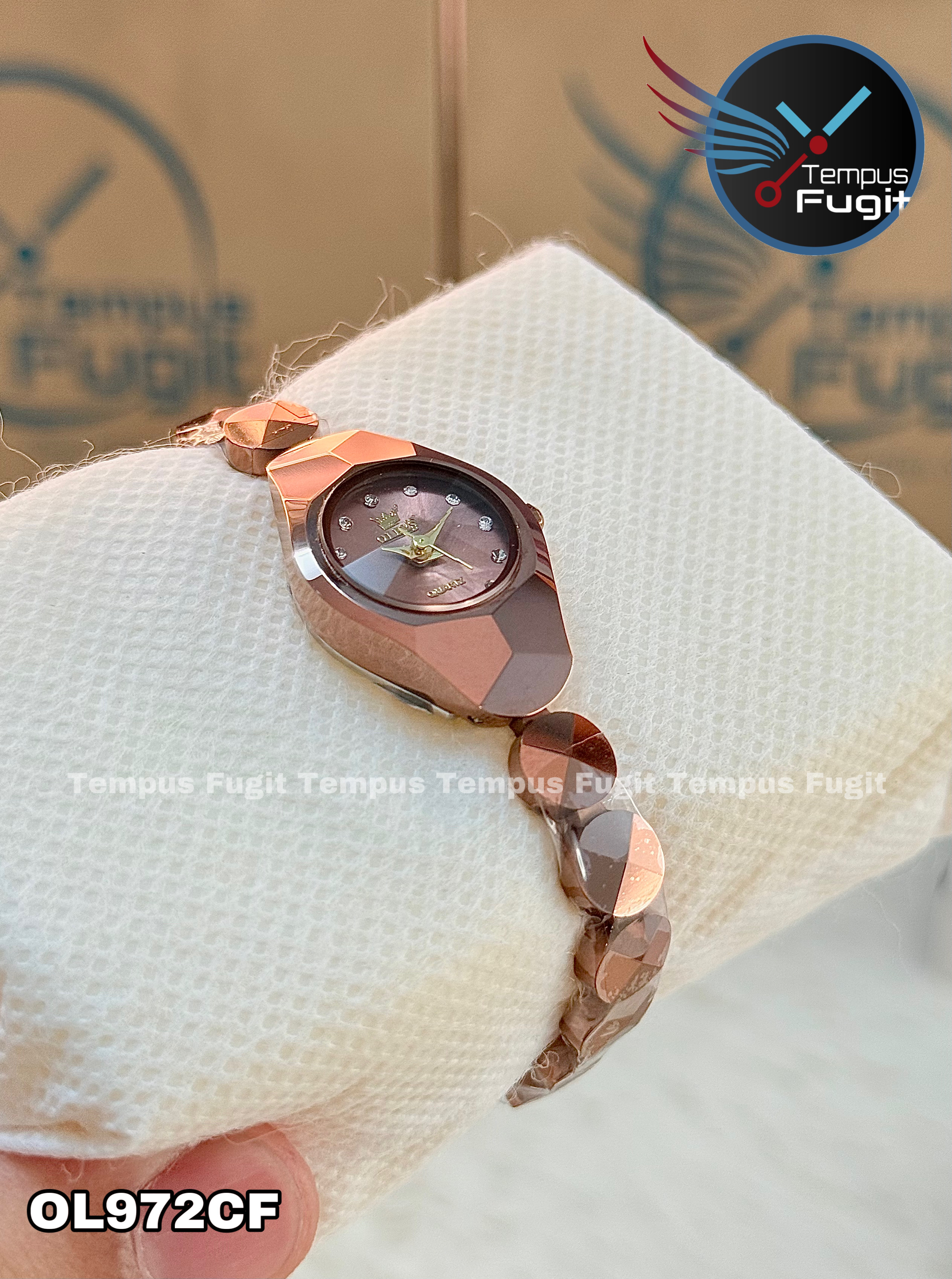 OLEVS 7007 Ladies Chain Watch- Coffee Dial- Coffee Bezel- Coffee Chain- TF Code OL972CF_img_13