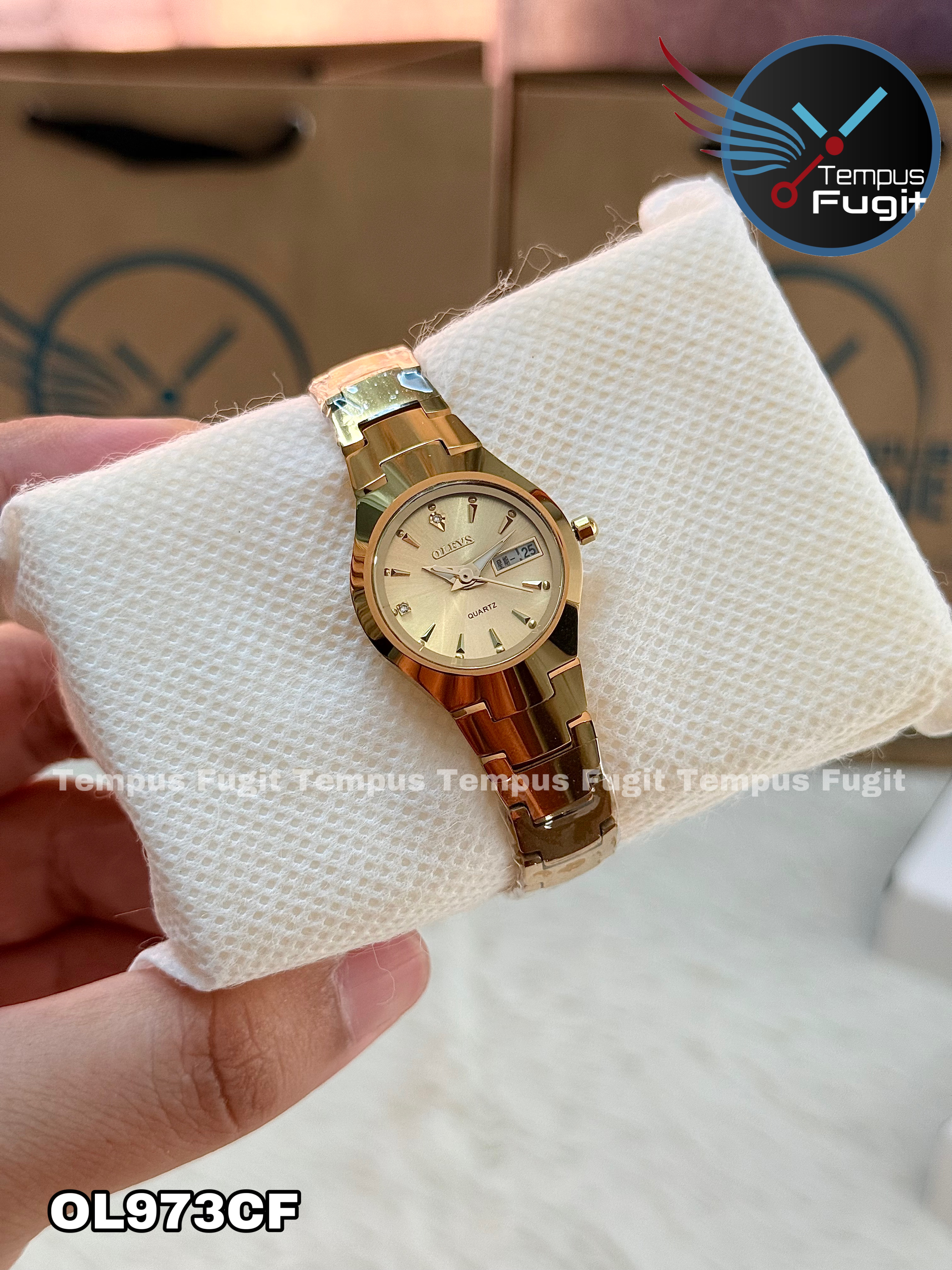 OLEVS 8697 Ladies Chain Watch- Golden Dial- Golden Bezel- Golden Chain- TF Code OL973CF_img_7