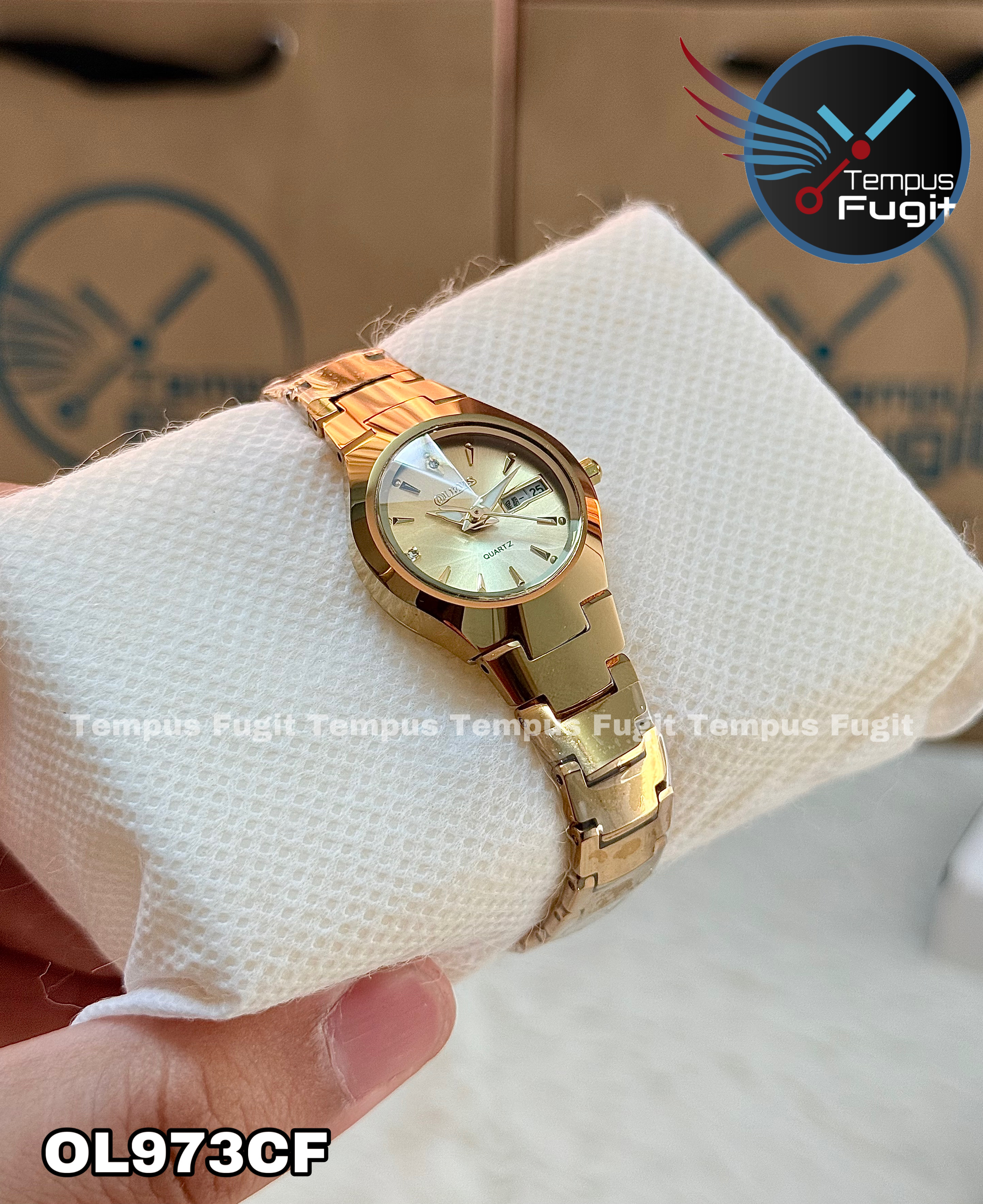 OLEVS 8697 Ladies Chain Watch- Golden Dial- Golden Bezel- Golden Chain- TF Code OL973CF_img_8