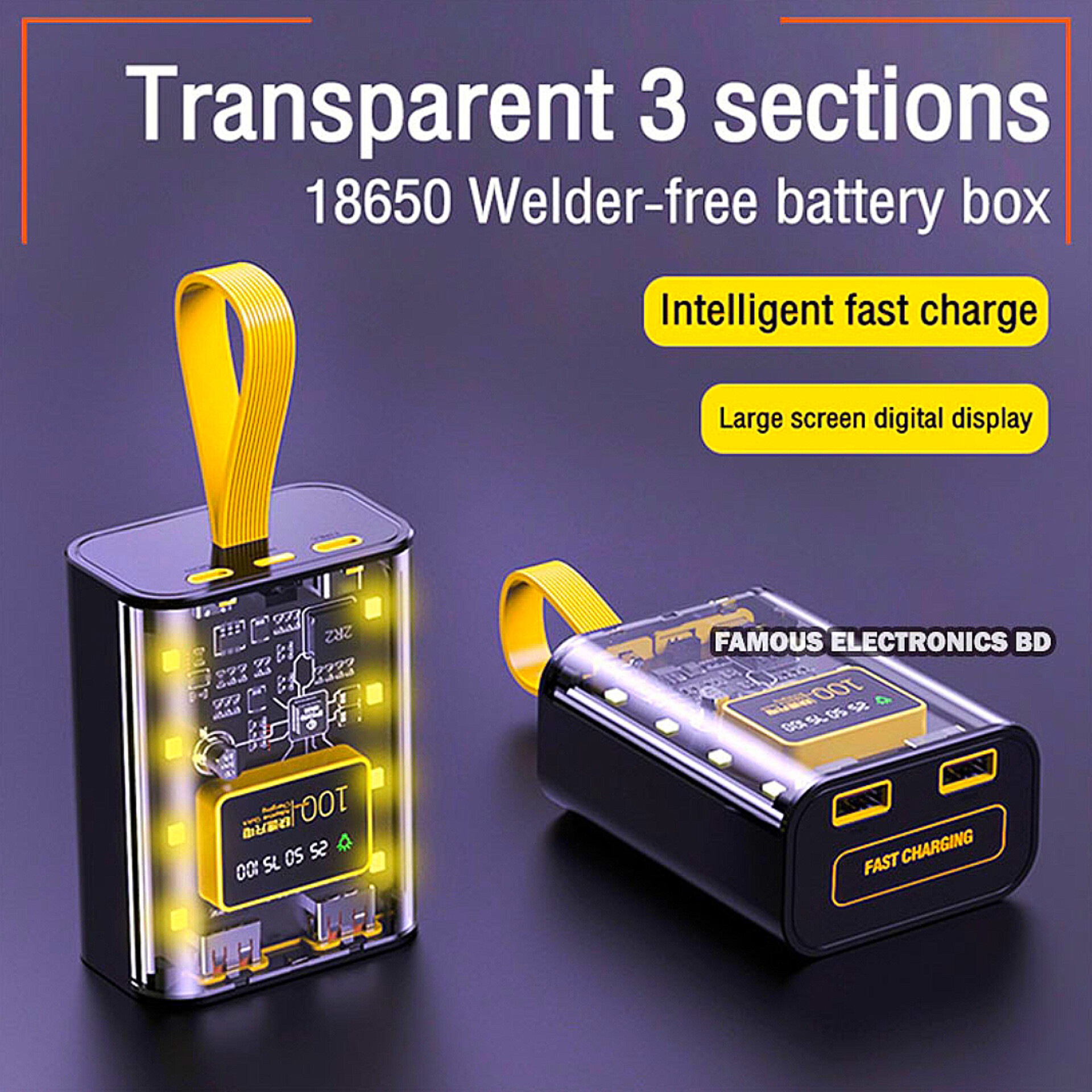 18650 Battery Charger Case Cool DIY Power Bank Box Fast Charging Case With Night Light Charging Power Bank Case_img_4