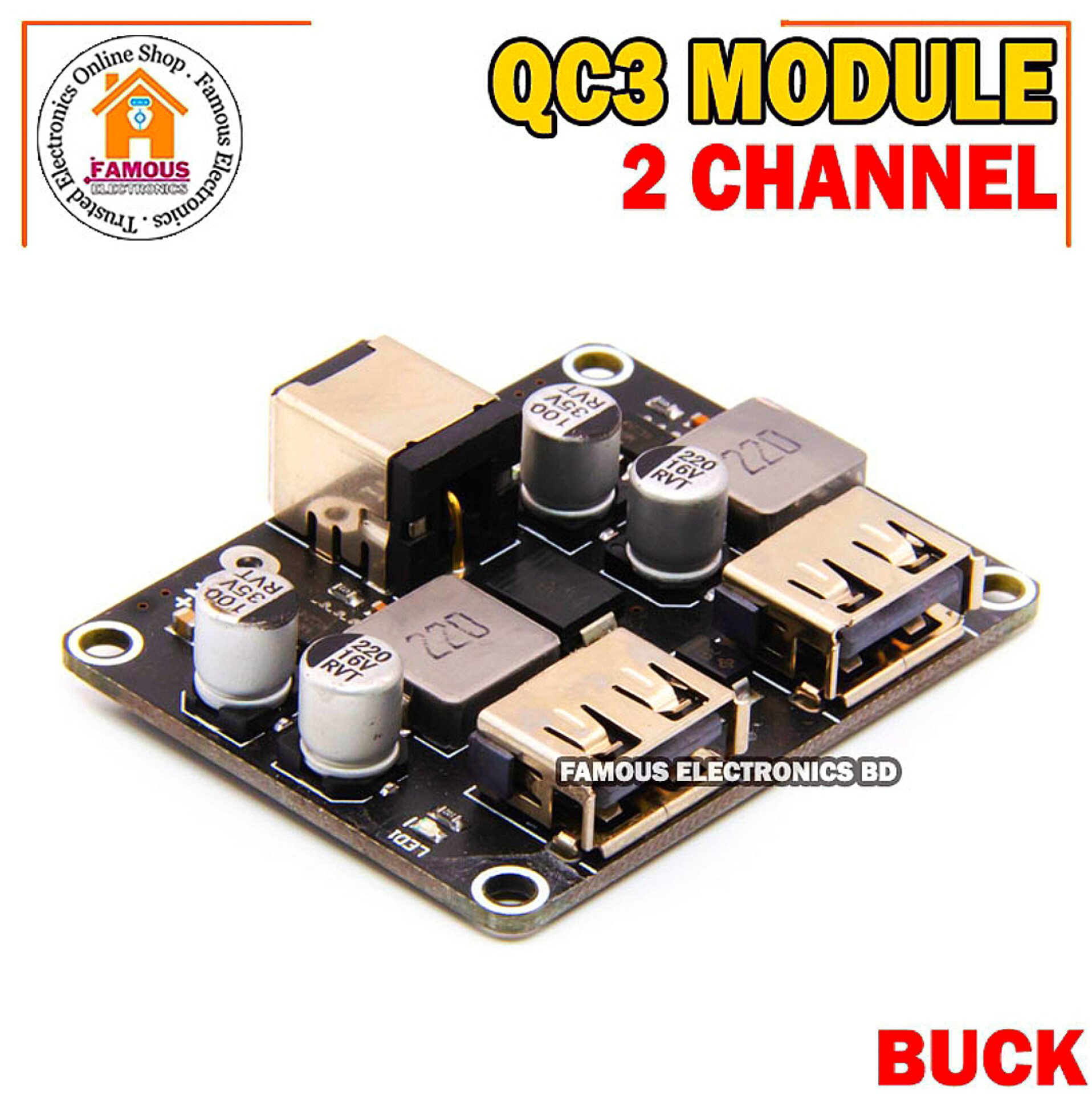 USB 2Channel QC3.0 QC2.0 DC-DC Buck Converter Charging Step Down Module 6-32V 9V 12V 24V to Fast Quick Charger Circuit Board 5V,_img_0