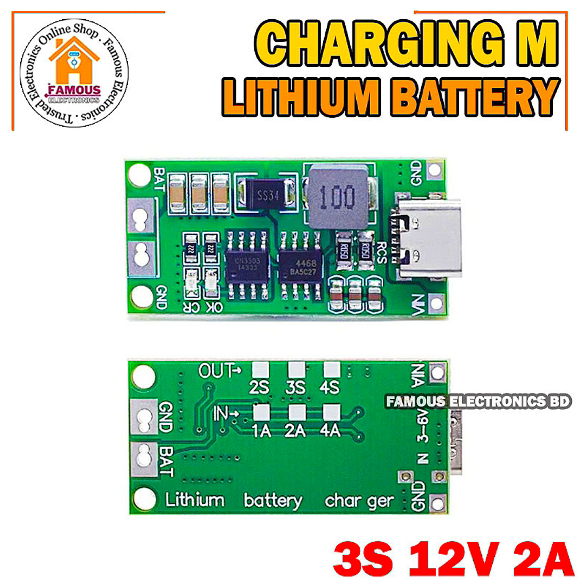 Multi-Cell 3S 2A Type-C To 12.6V Step-Up Boost Lipo- Polymer Li-Ion Charger 11.1V 18650 Lithium Battery_img_4