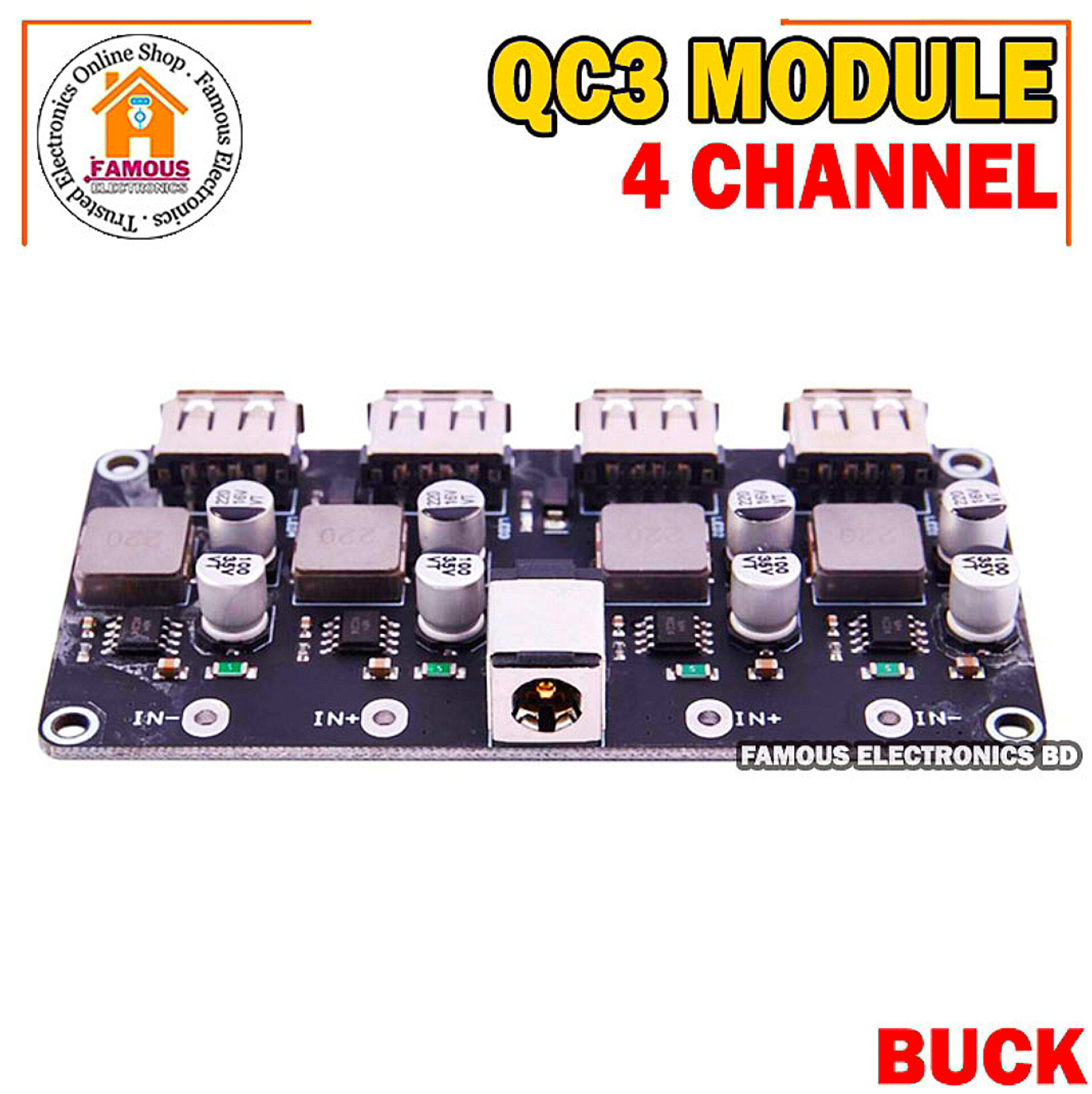 USB 4Channel QC3.0 QC2.0 DC-DC Buck Converter Charging Step Down Module 6-32V 9V 12V 24V to Fast Quick Charger Circuit Board 5V_img_7