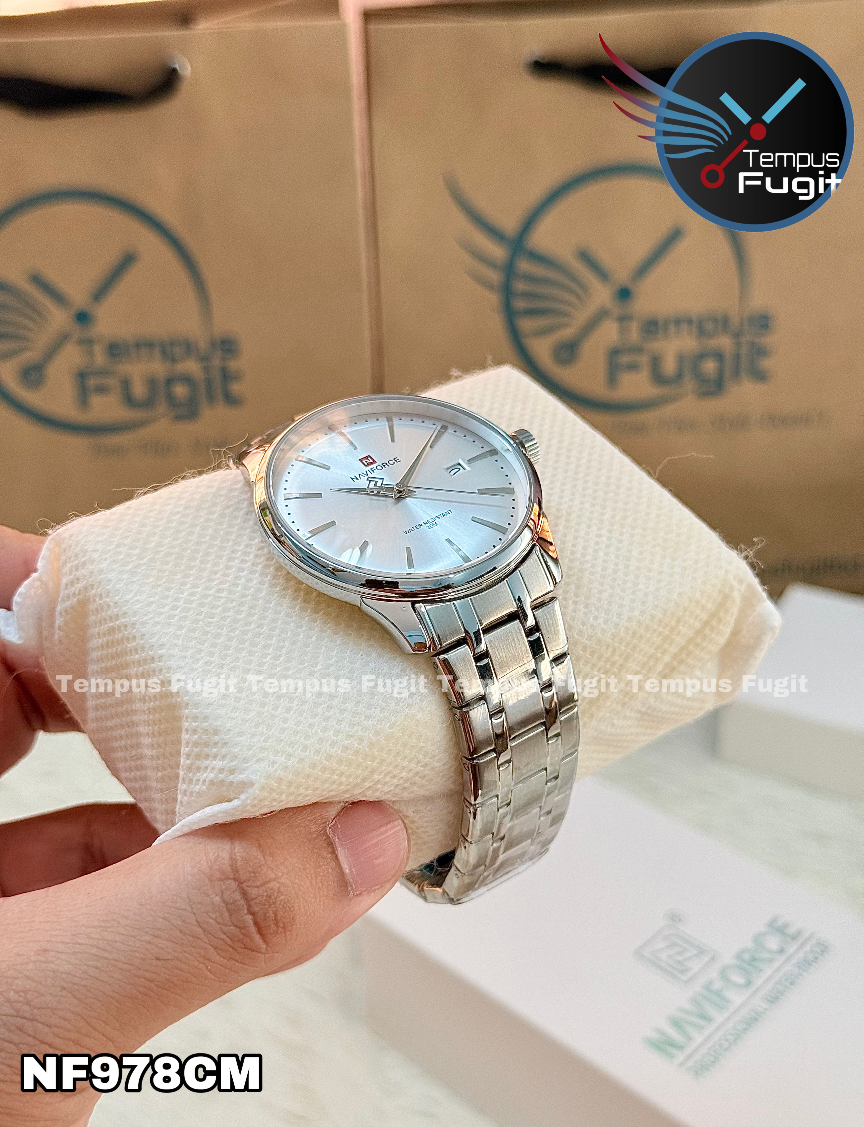 Naviforce 9230 Gents Chain Watch- Silver Dial- Silver Bezel- Silver Chain- TF Code NF978CM_img_7