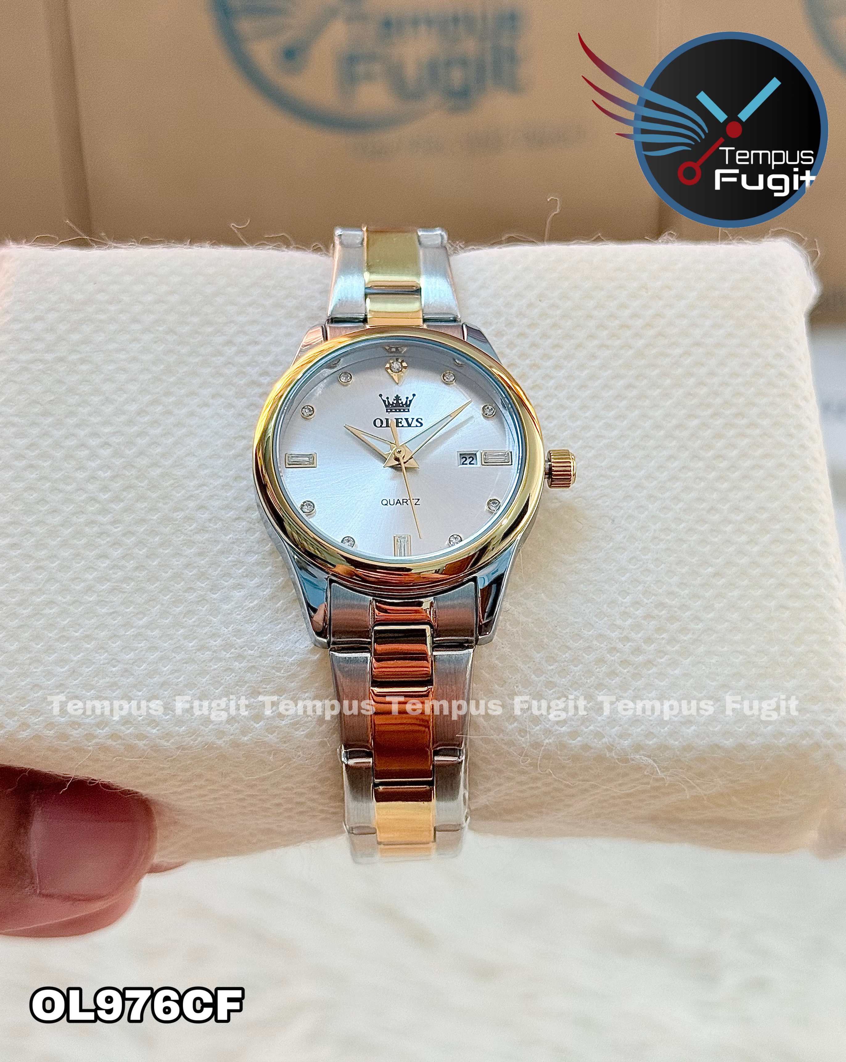 OLEVS 3621 Ladies Chain Watch- Silver Dial- Golden Bezel- Silver+Golden Bezel- TF Code OL976CF_img_8