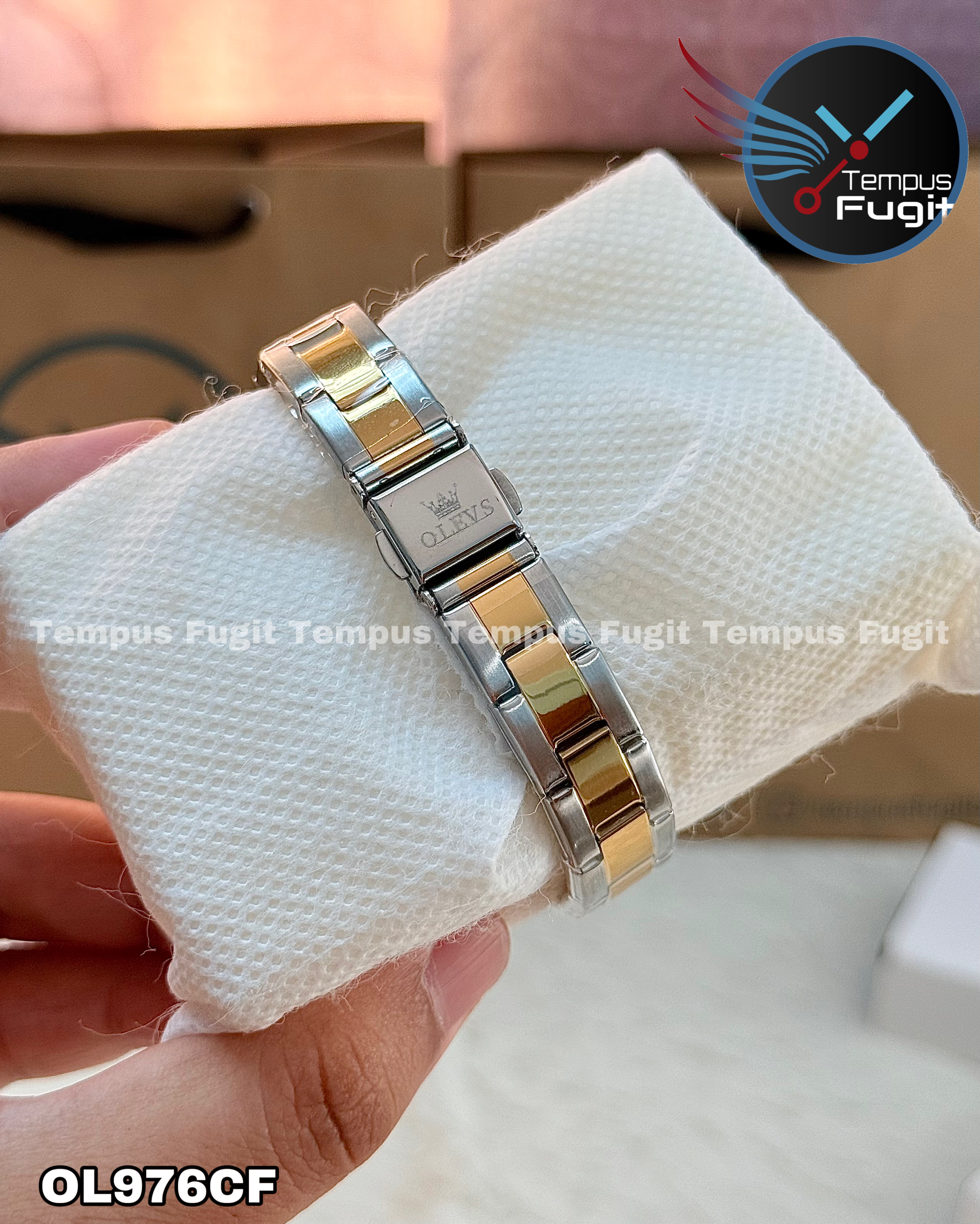 OLEVS 3621 Ladies Chain Watch- Silver Dial- Golden Bezel- Silver+Golden Bezel- TF Code OL976CF_img_10