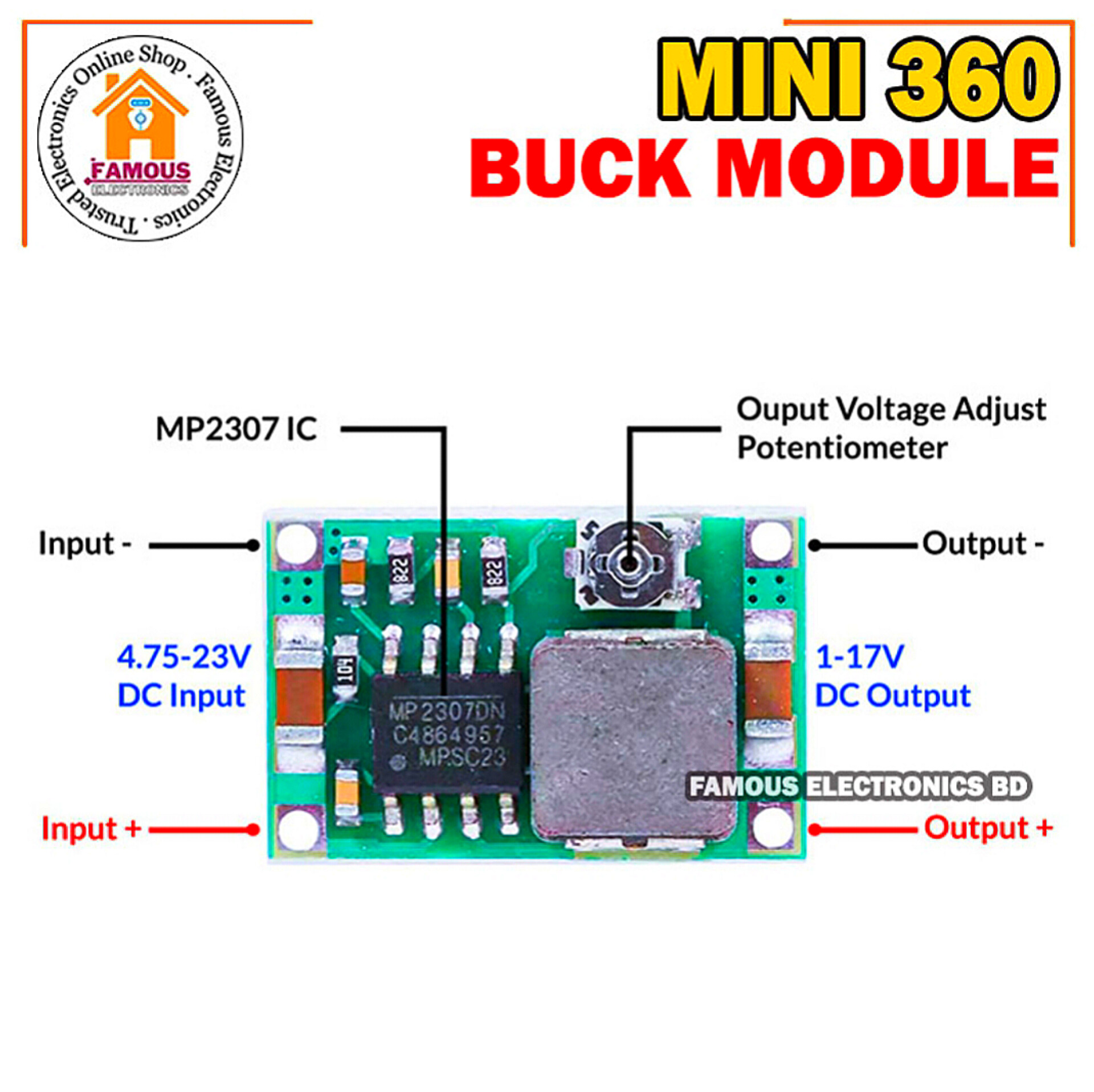 Mini 360 Buck Converter Mini 360 DC DC Step Down Module Adjustable Module 4.75V-23V To 1V-17V 1.8A Power Supply Buck Adapters Module_img_3