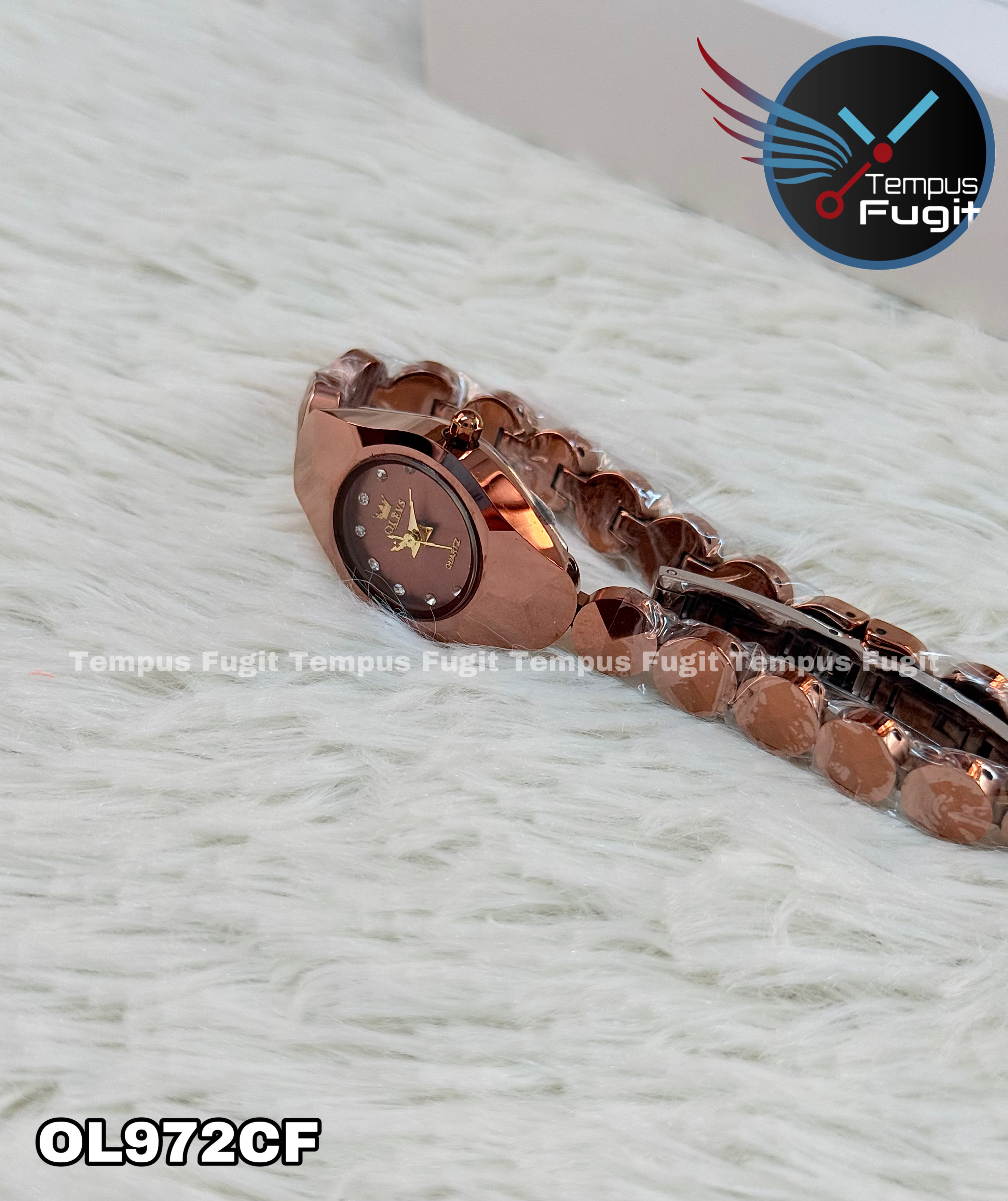 OLEVS 7007 Ladies Chain Watch- Coffee Dial- Coffee Bezel- Coffee Chain- TF Code OL972CF_img_18