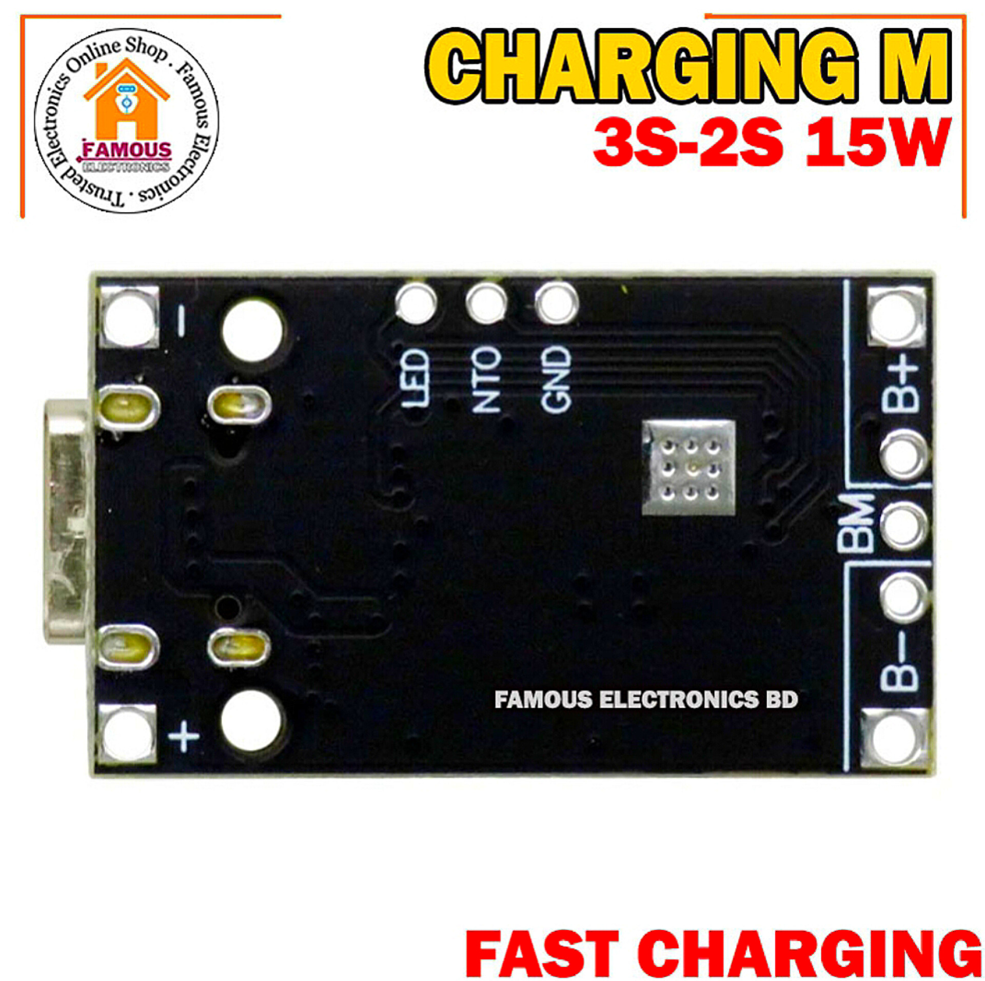 Type-C USB 2S/3S BMS 15W 8.4V 12.6V 1.5A Lithium Battery Charging Boost Module With Balanced Support Fast Charge With Indicator_img_4