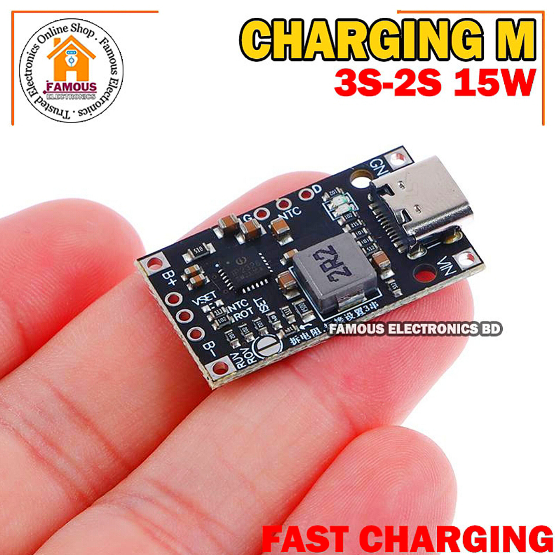 Type-C USB 2S/3S BMS 15W 8.4V 12.6V 1.5A Lithium Battery Charging Boost Module With Balanced Support Fast Charge With Indicator_img_7