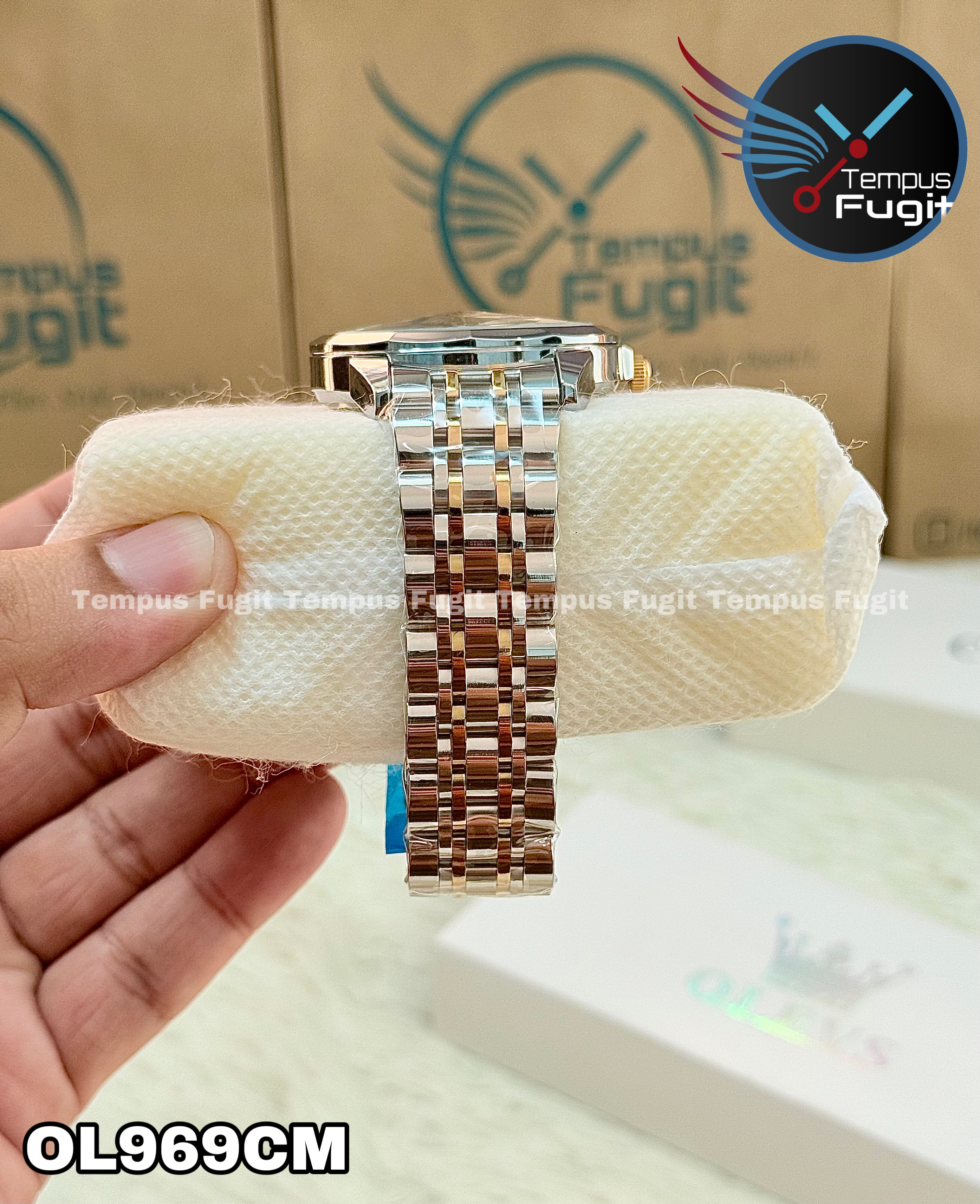 OLEVS 9998 Gents Chain Watch- Blue Dial- Silver Bezel- Silver+Golden Chain- TF Code OL969CM_img_17