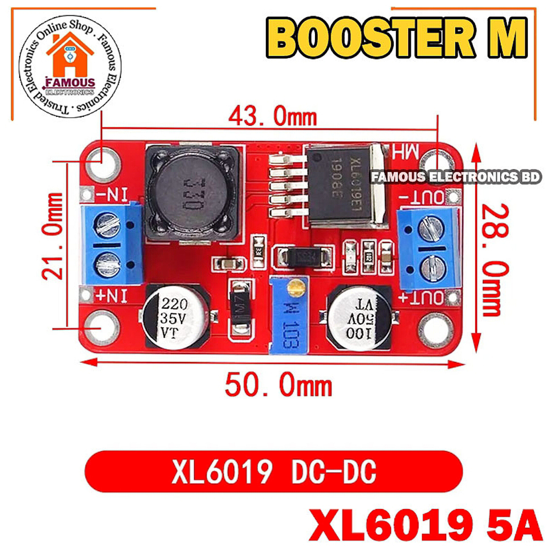 5A DC-DC Step Up Power Module Boost Volt Converter 3.3V-35V To 5V 6V 9V 12V 24V XL6019_img_4
