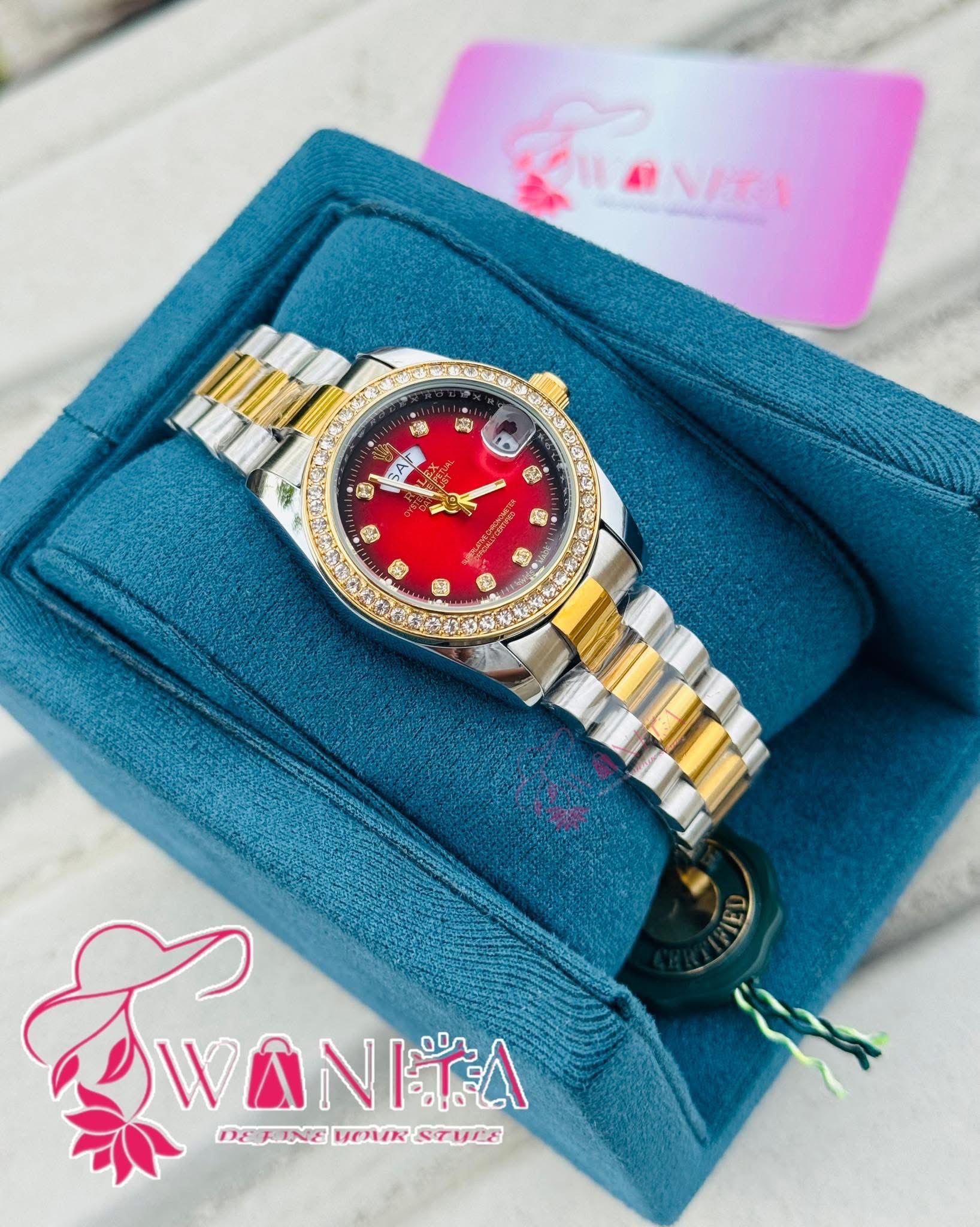 Premium Rolex Ladies Wine Daytona Watch
