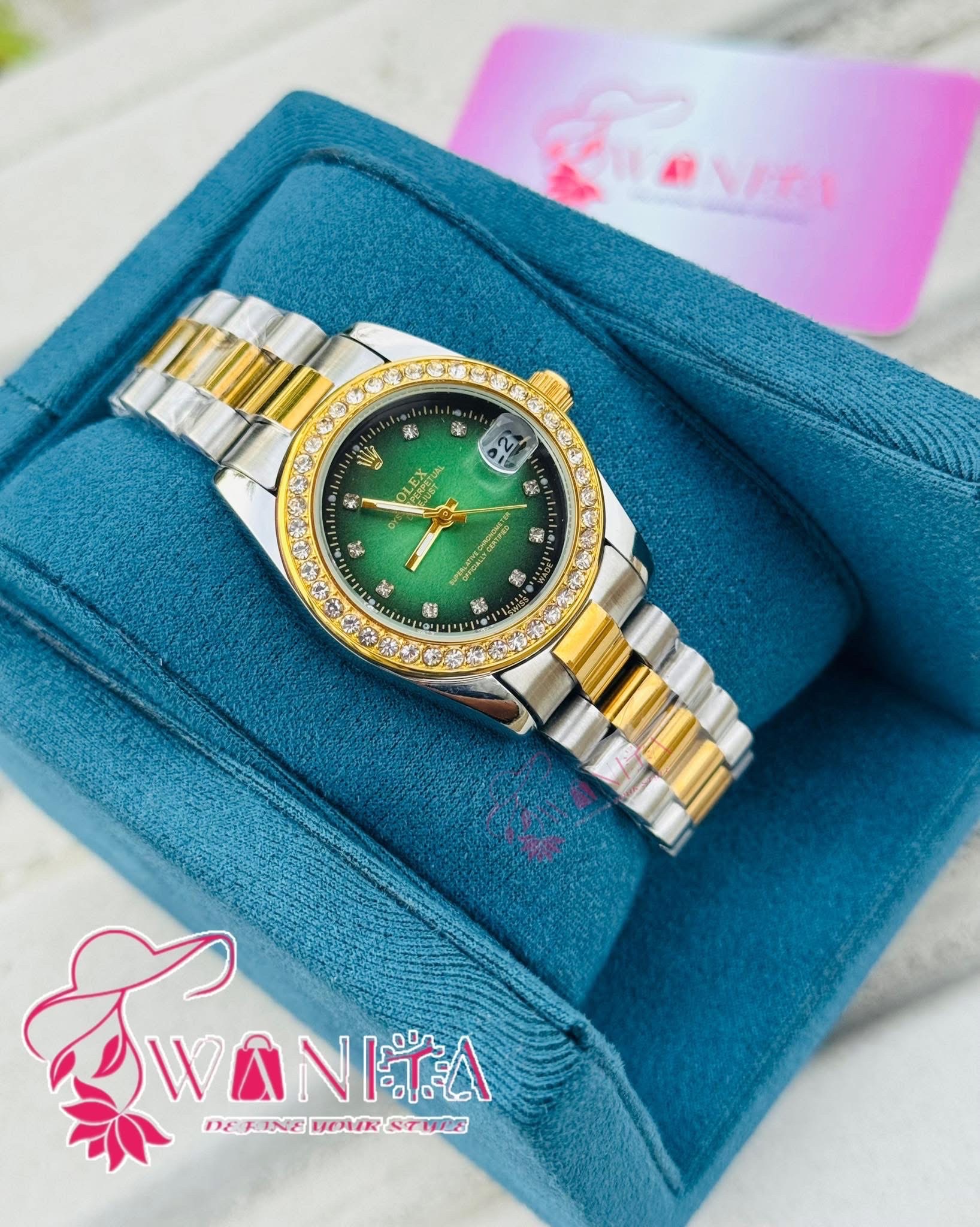 Premium Rolex ladies Green Dial Watch