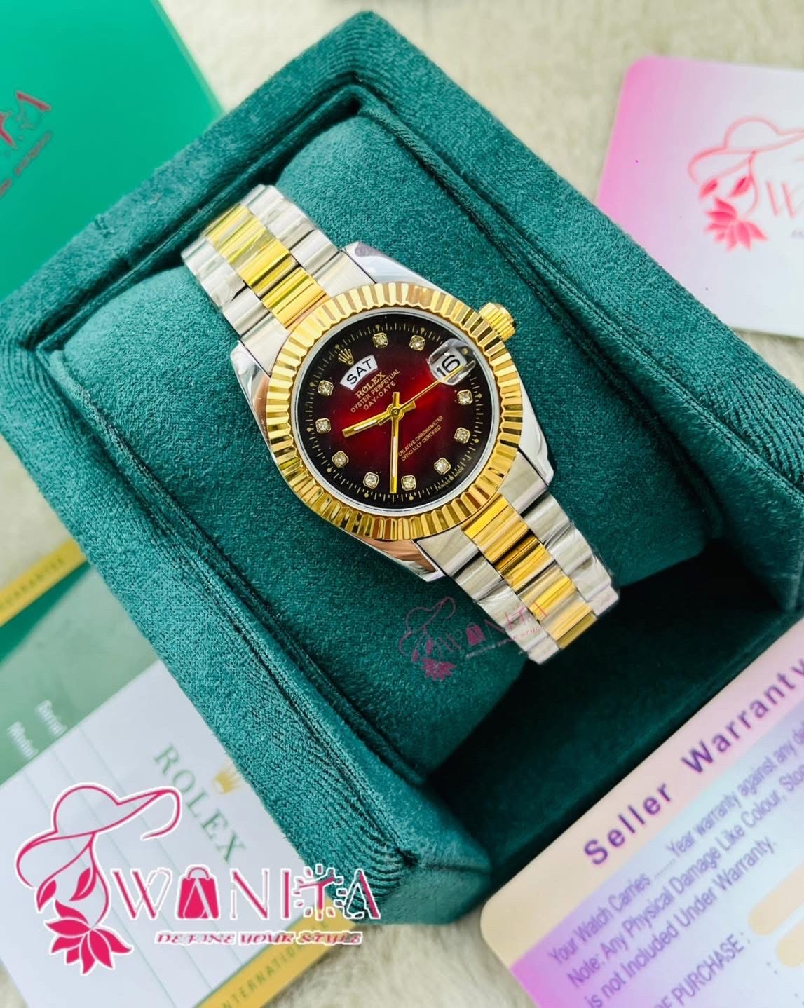 Premium Rolex Ladies Wine Daytona Watch