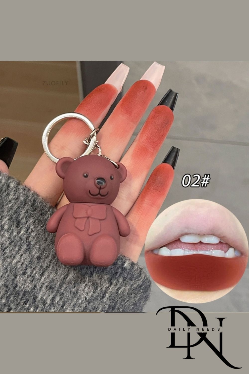 Bear Keychain Lip Mud Lipstick