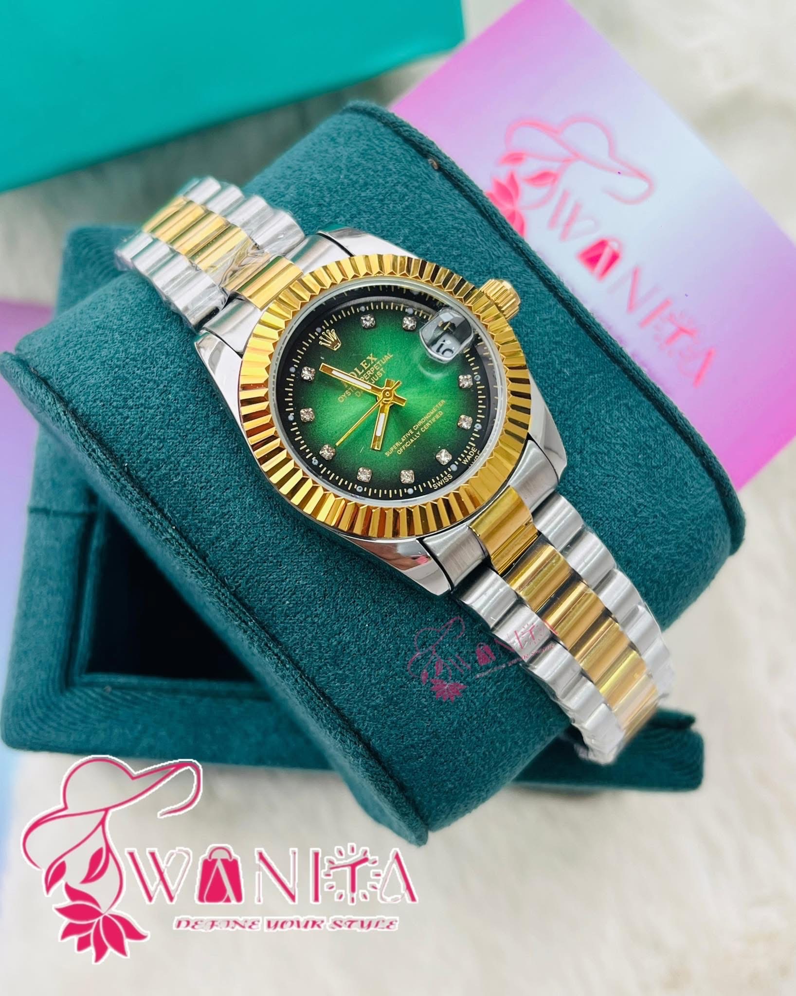 Premium Rolex Ladies Green Daytona Watch