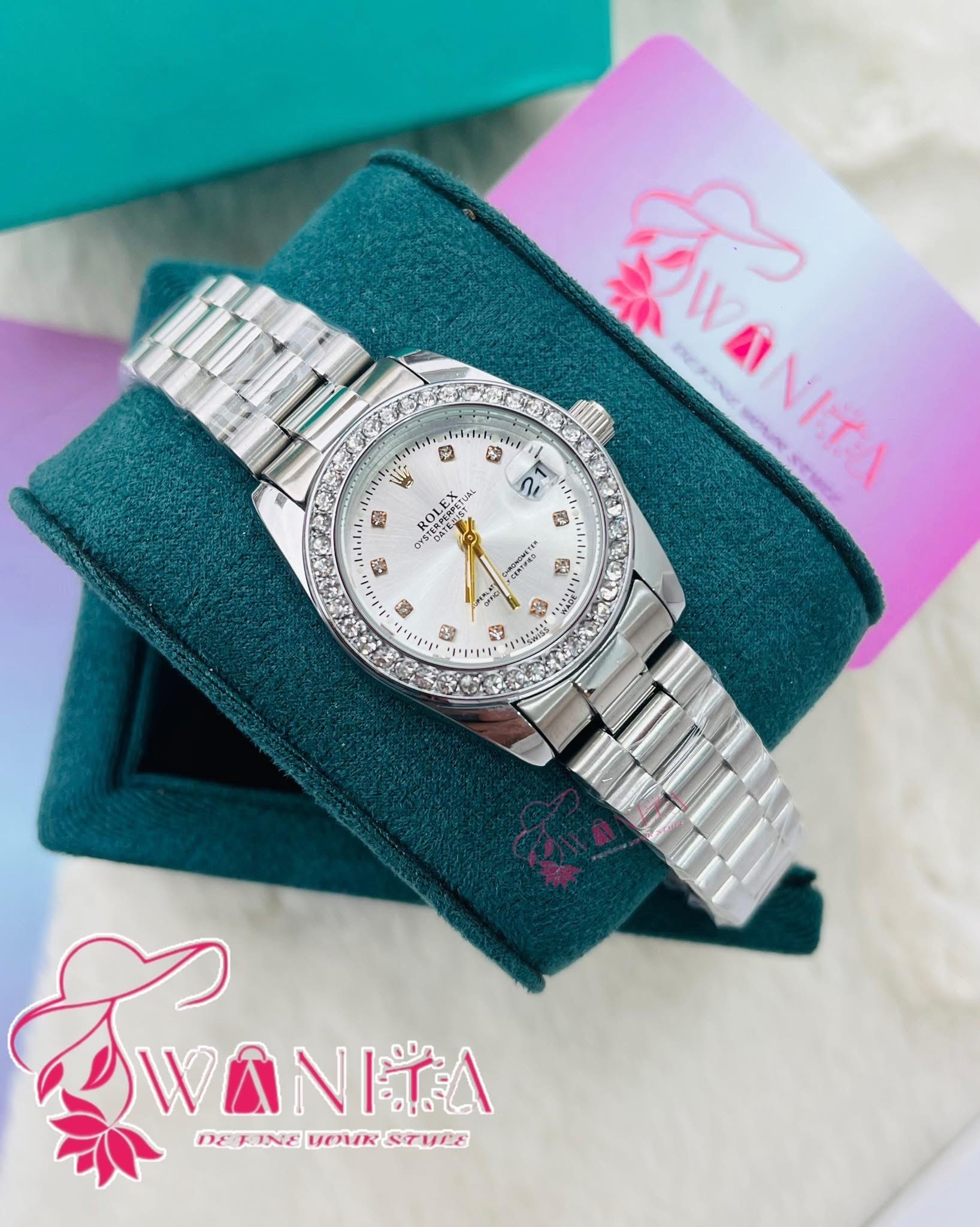 Premium Rolex Ladies Silver Stonw Daytona Watch