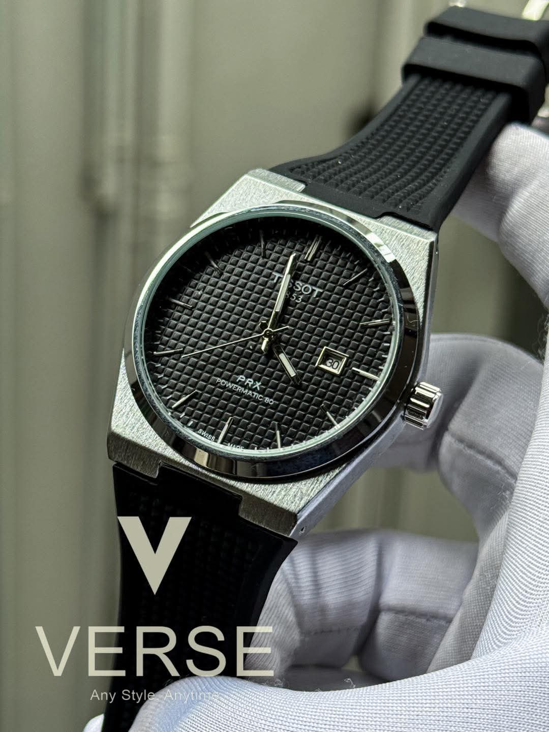 PRX none chrono fiber belt silver case waffle dial black