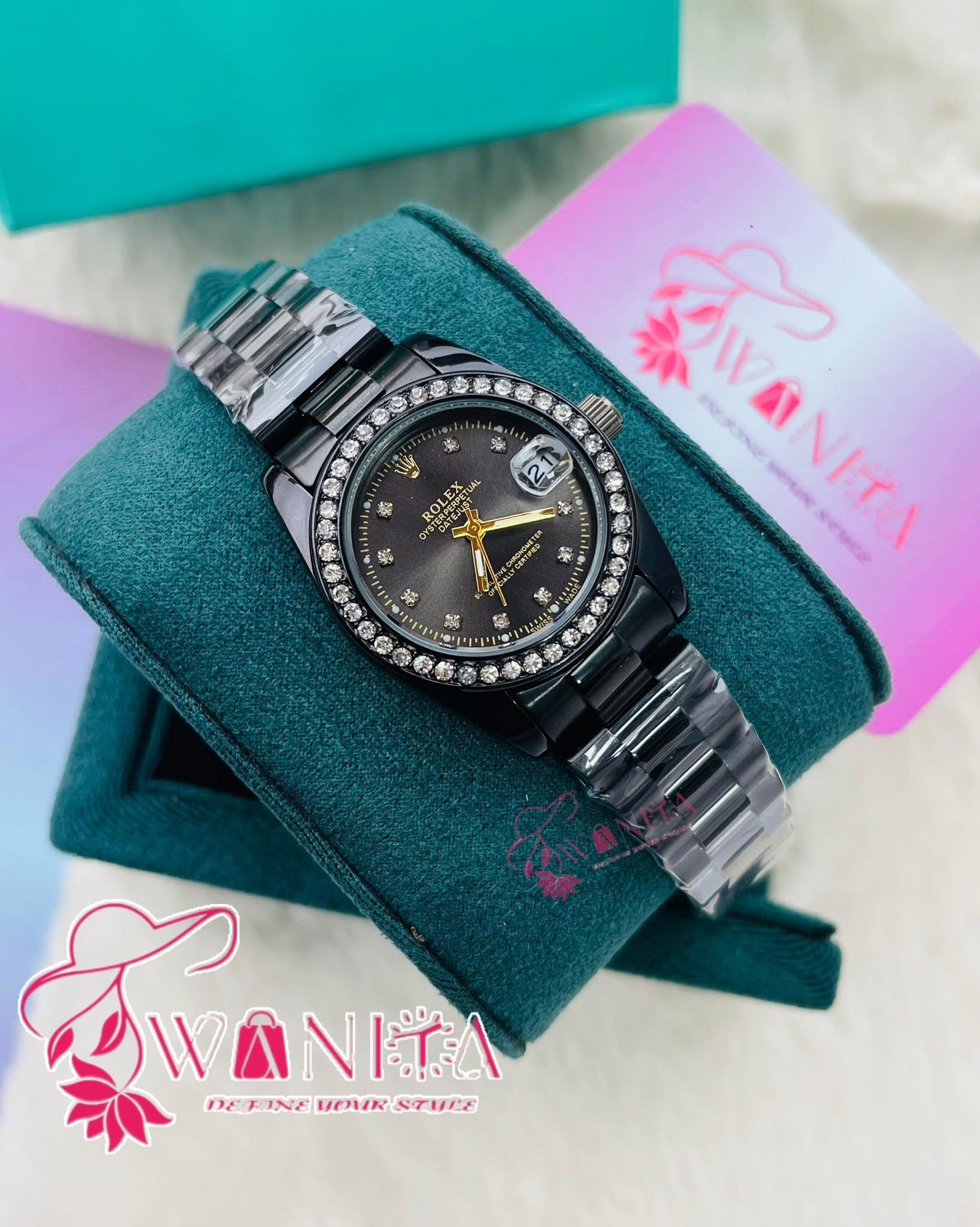 Premium Rolex Ladies Full Black Watch