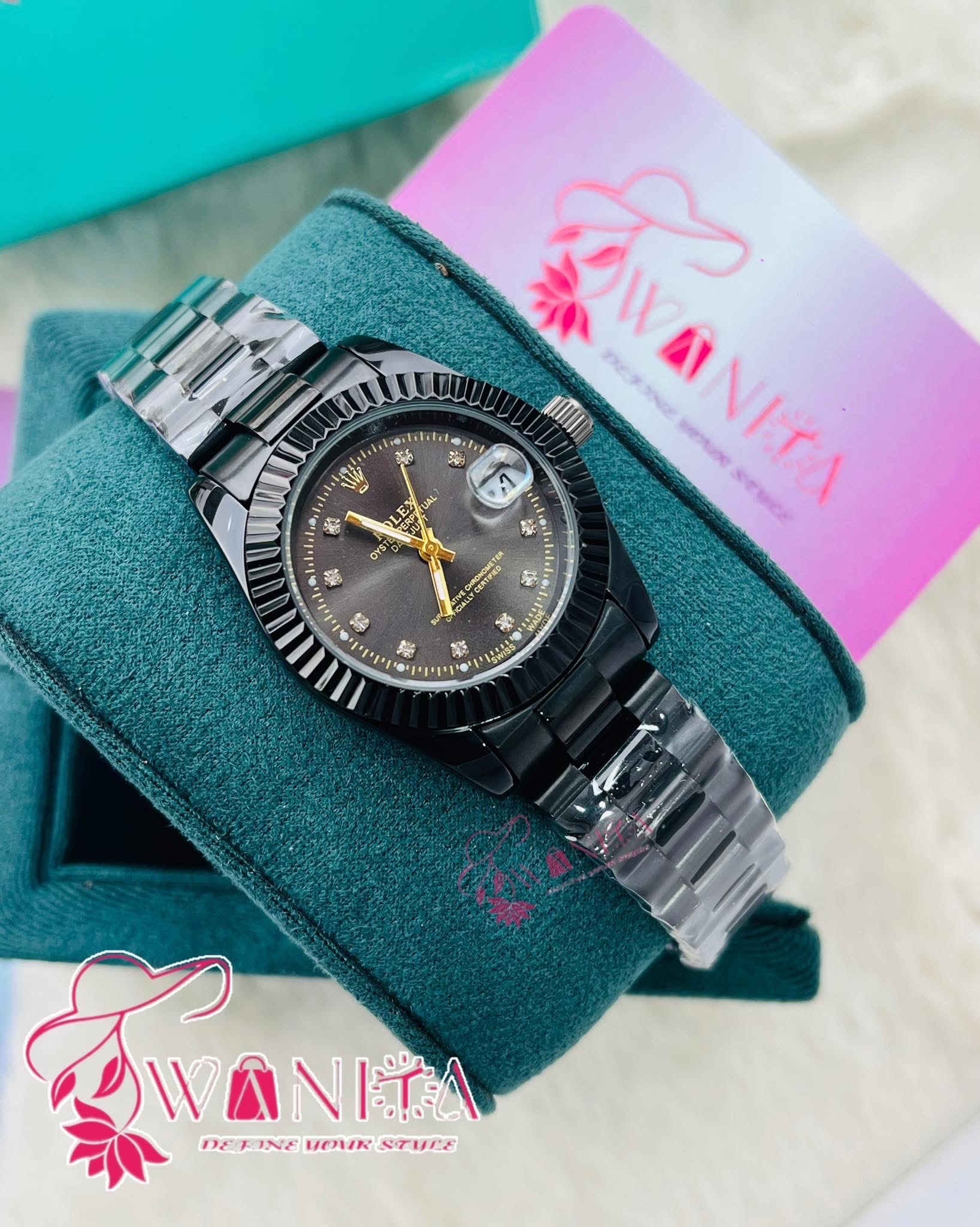 Premium Rolex Ladies Black Dial Watch