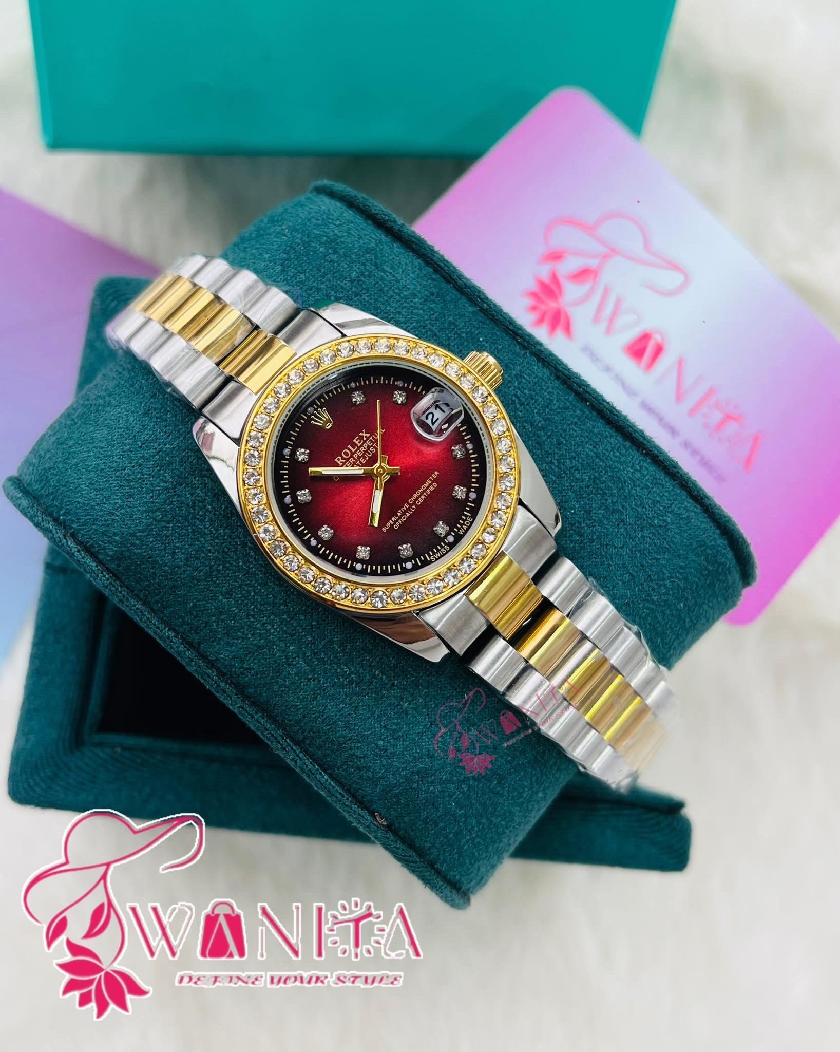 Premium Rolex Ladies Wine Watch