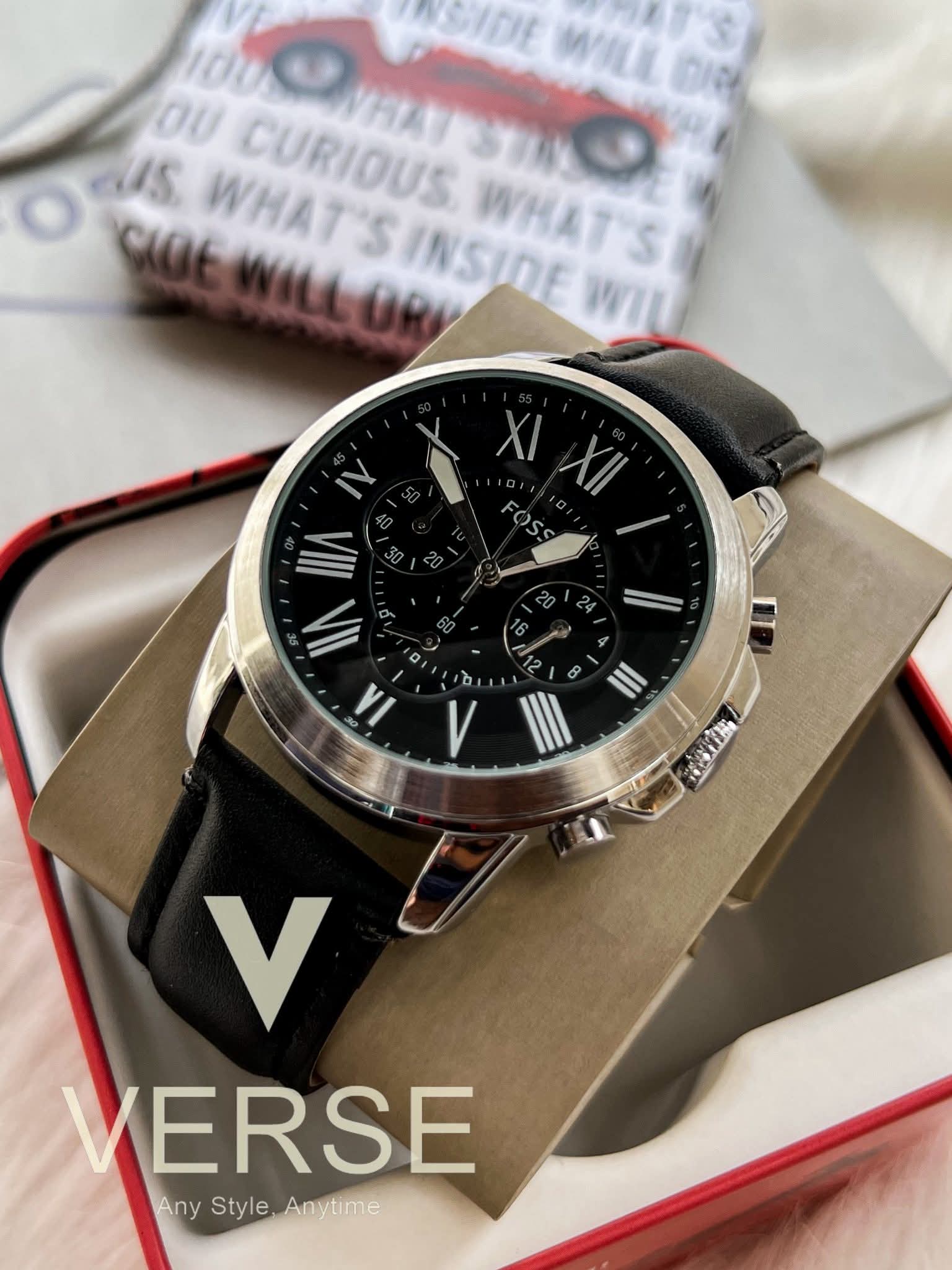 Fossil Grant Chrono black Dial black belt