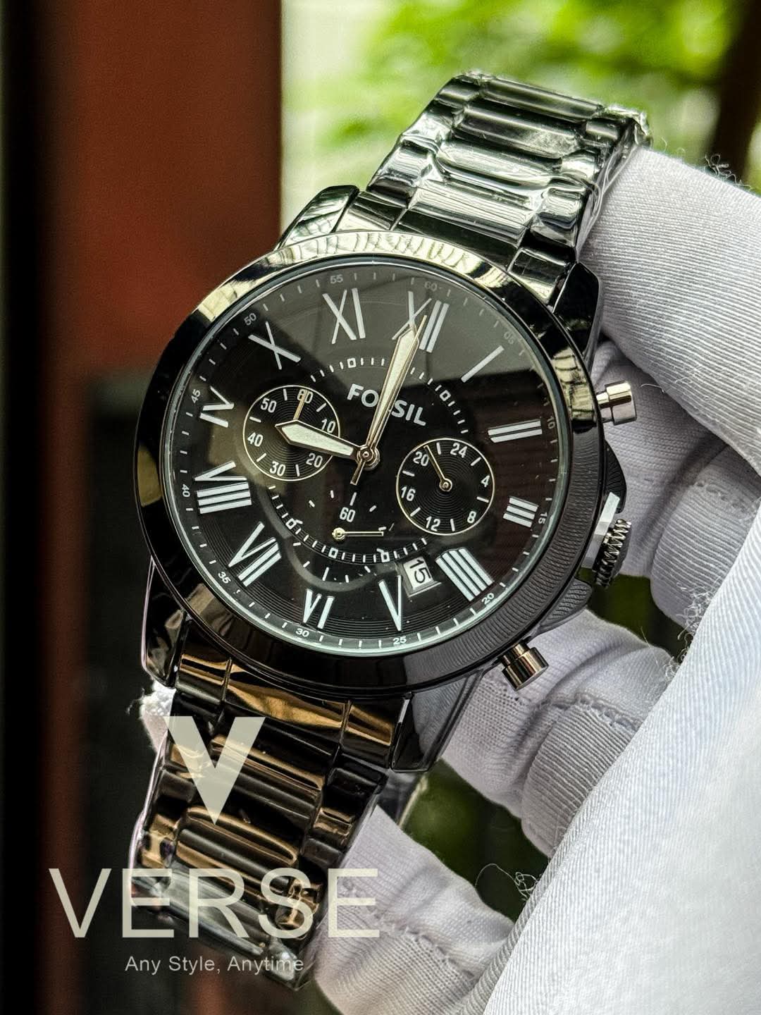 Fossil Quartz Chain Chrono full black