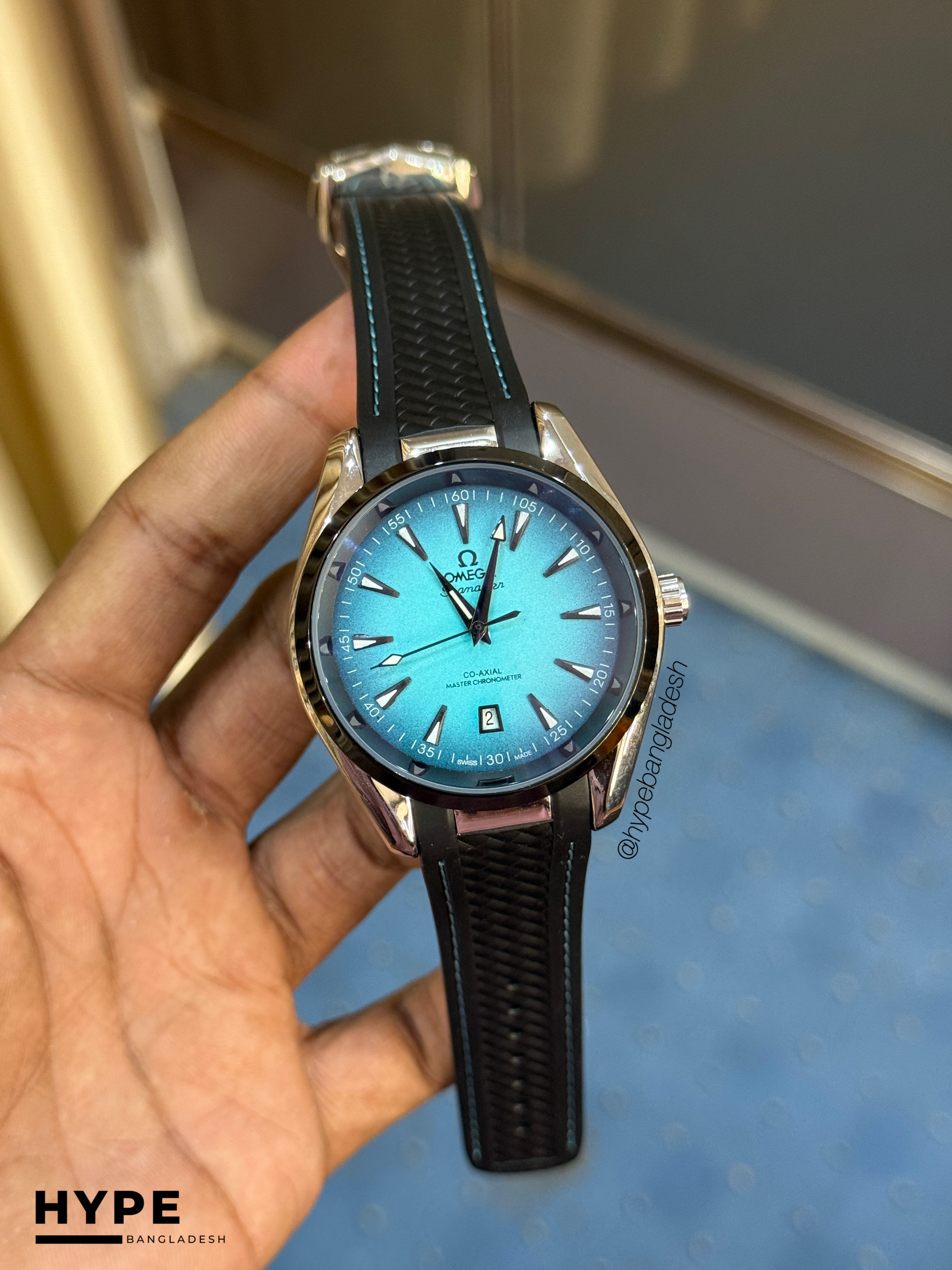 Omega Sea-Master Aqua Terra Automatic Silicone Belt(Turquoise)_img_0