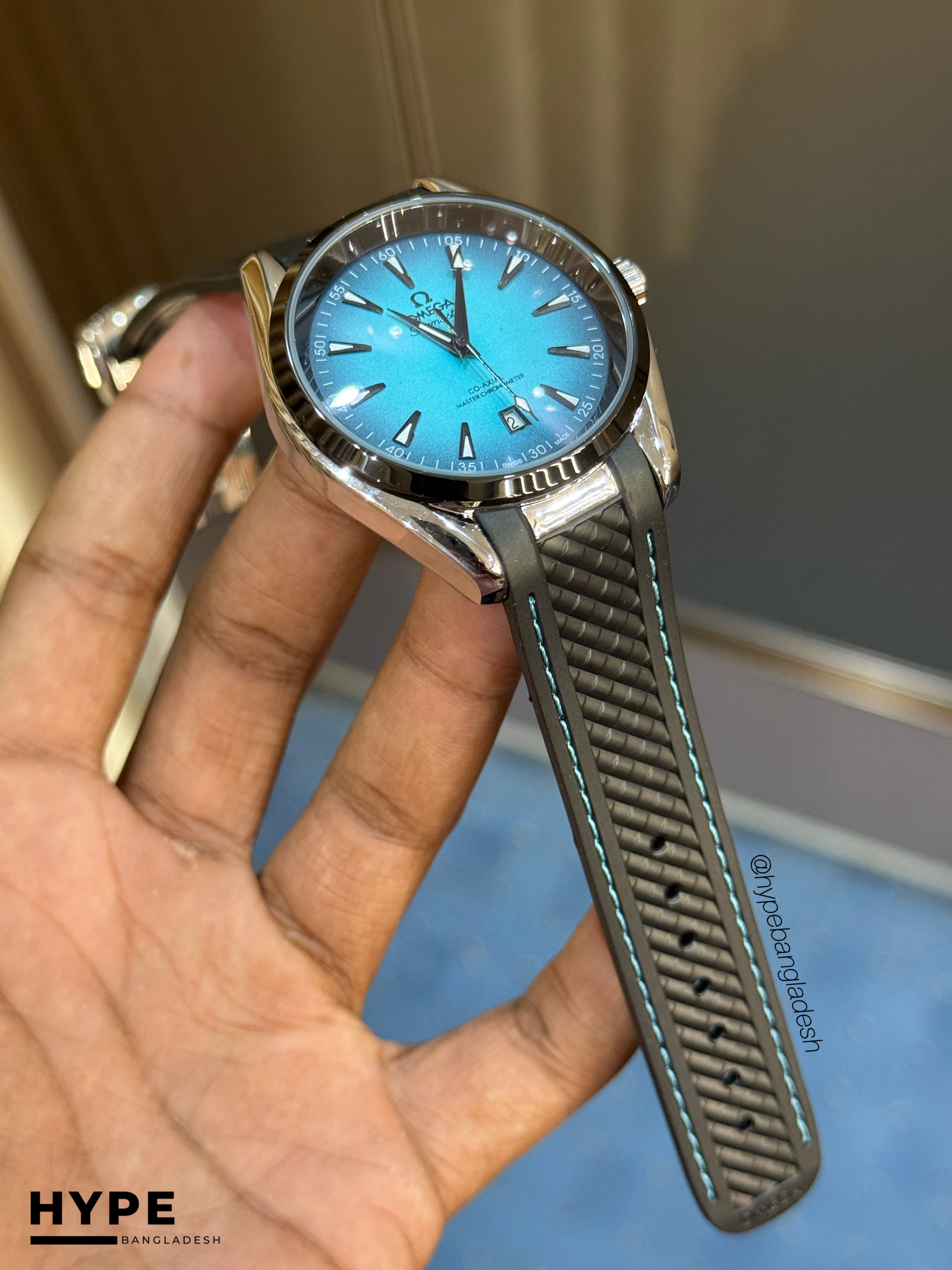 Omega Sea-Master Aqua Terra Automatic Silicone Belt(Turquoise)_img_1