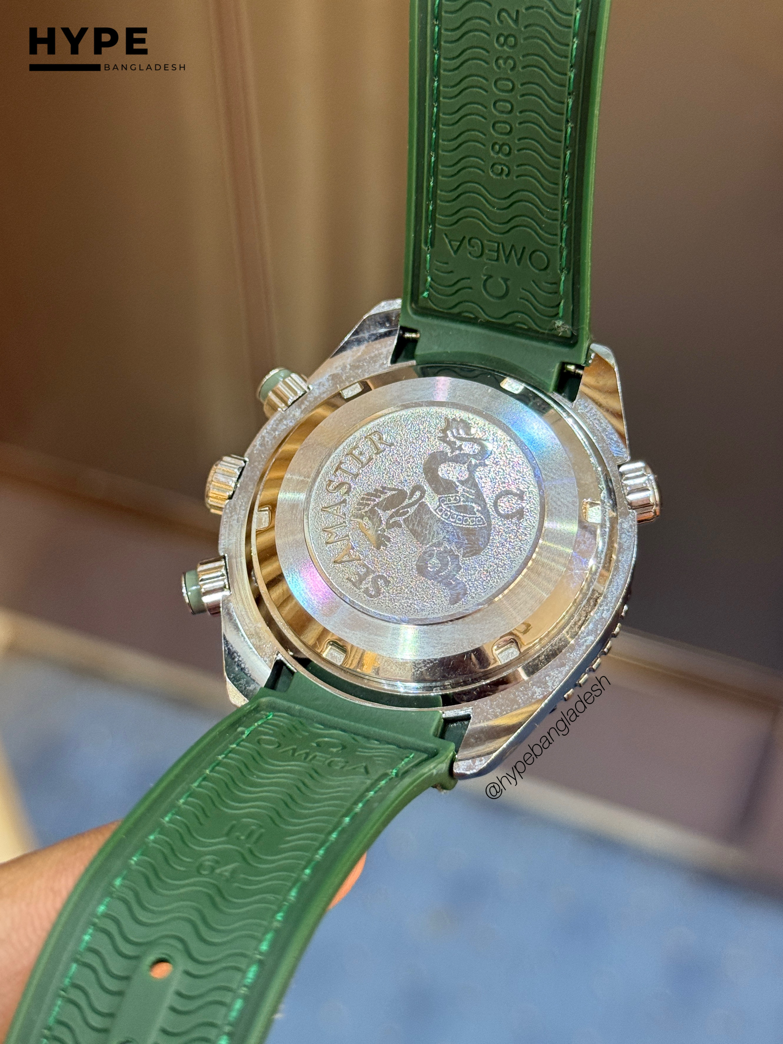 Omega Seamaster Quartz Chronograph Silicone Belt (Green)_img_2