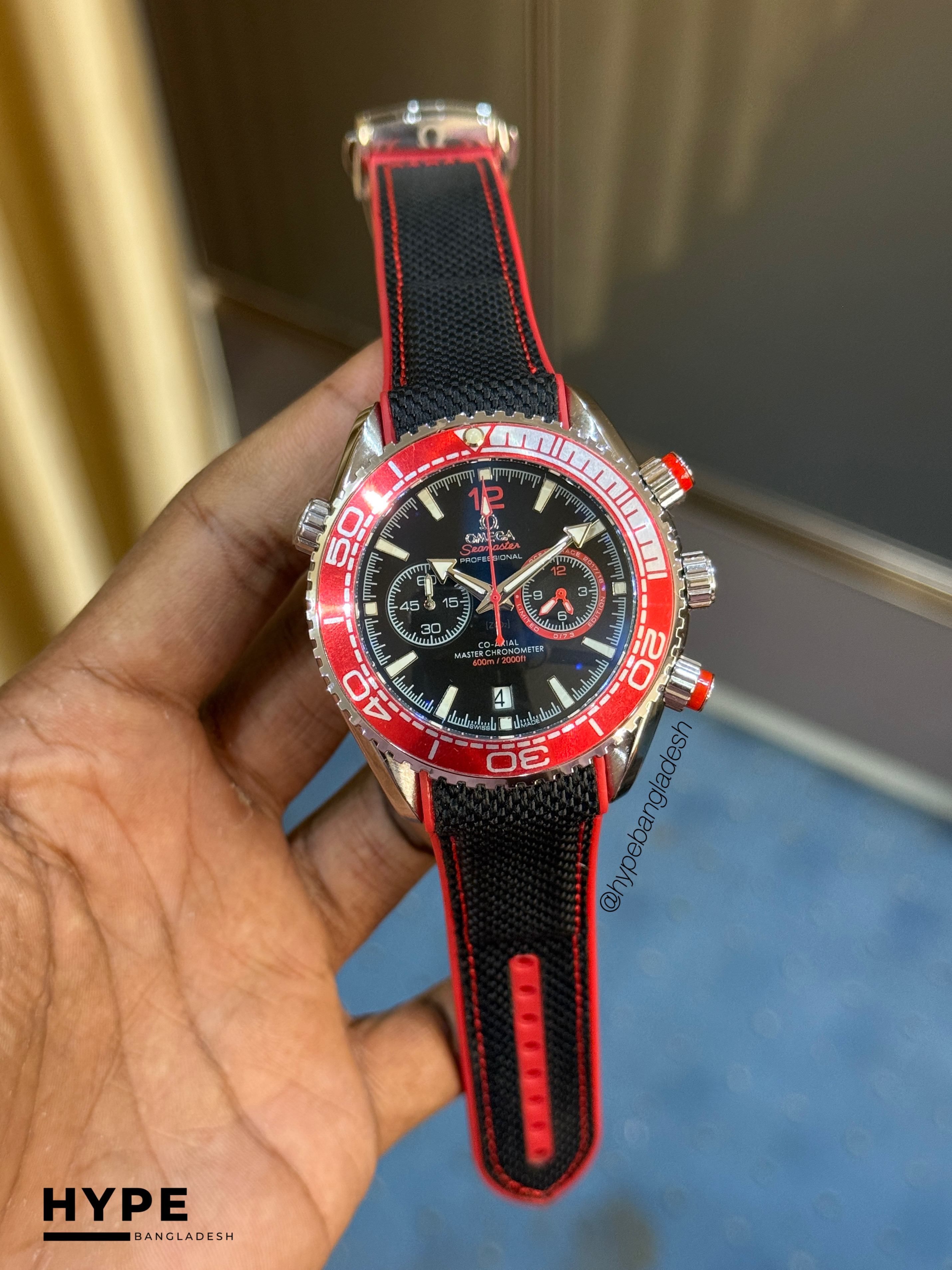 Omega Seamaster Quartz Chronograph Silicone Belt (Red)_img_0
