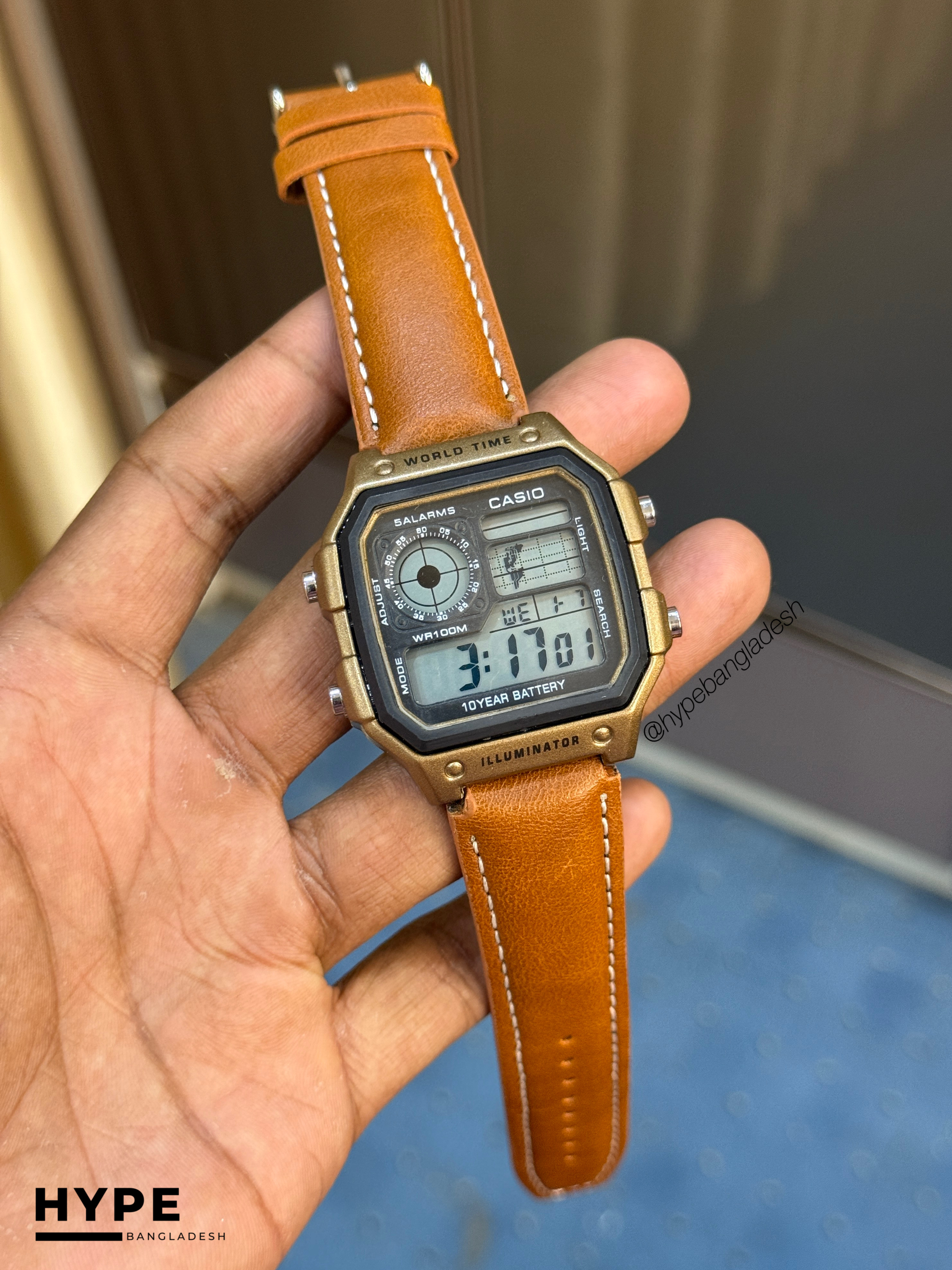 Casio Digital World Timer Leather Belt (Brown)_img_0