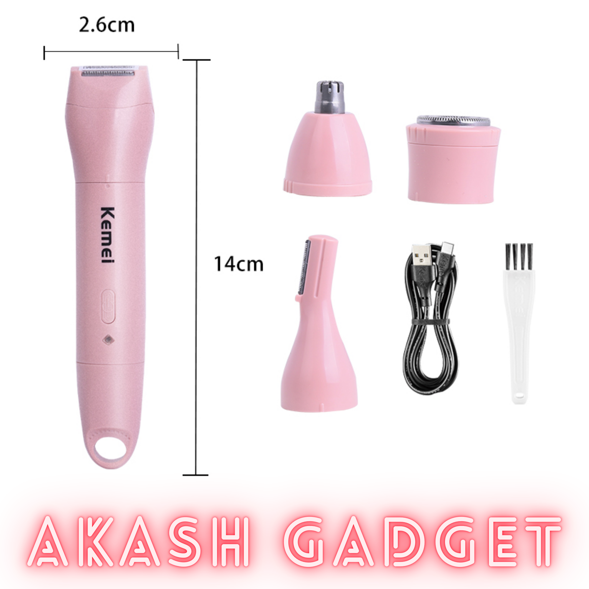 Kemei KM-1916 Multifunctional 4 in 1 Face, Eyebrow, Nose, & Lady Shaver for Women_img_3