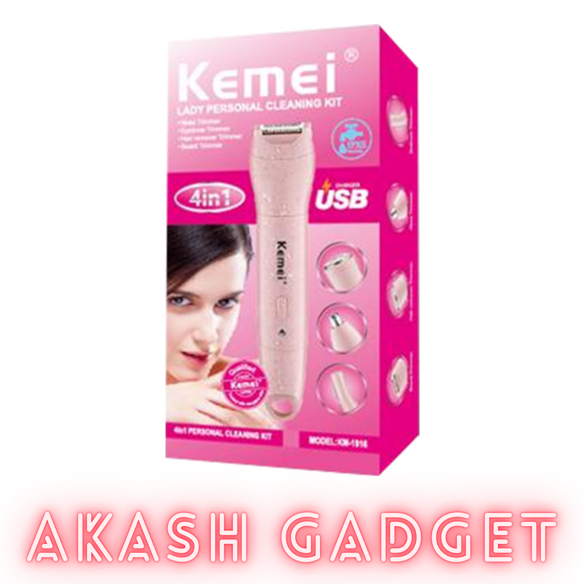Kemei KM-1916 Multifunctional 4 in 1 Face, Eyebrow, Nose, & Lady Shaver for Women_img_8