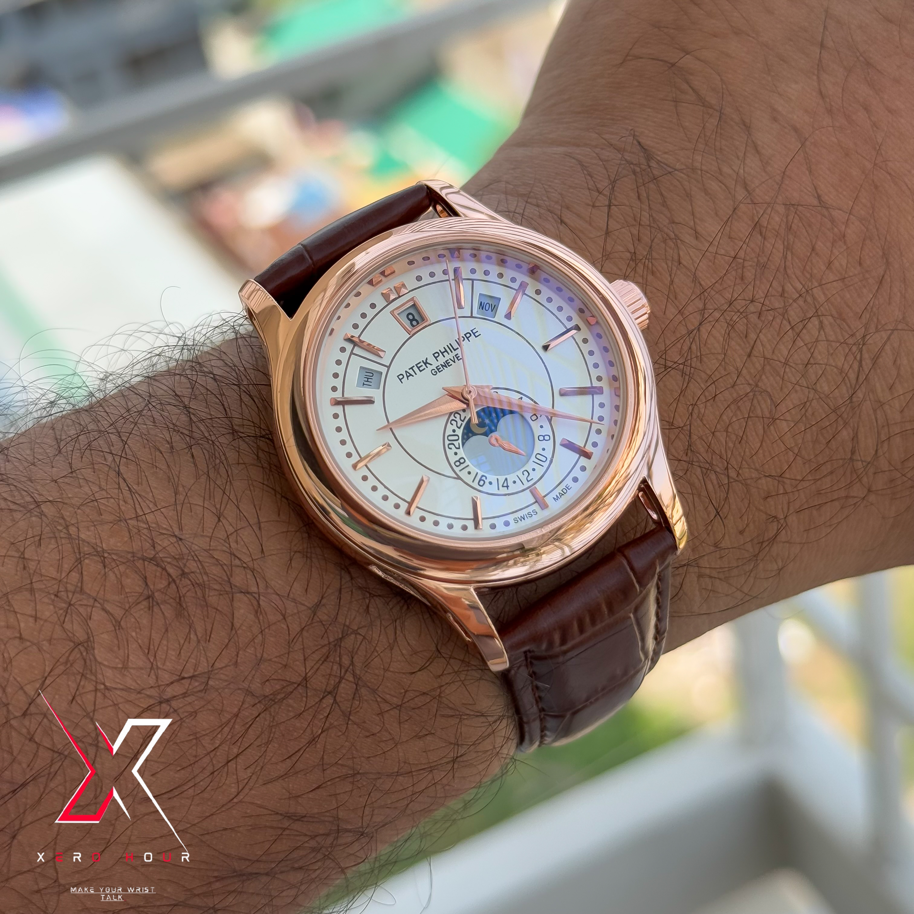 Patek Philippe Calender Perpetual | AA Grade | Brown crock Belt Gold white dial \_img_10