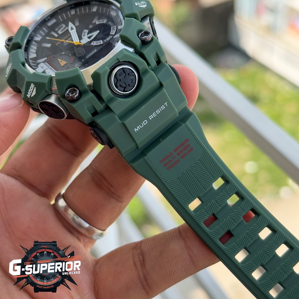 Gshock AA Grade | Silicon Strap Digital & analog dial watch with White accent | Green Body_img_1