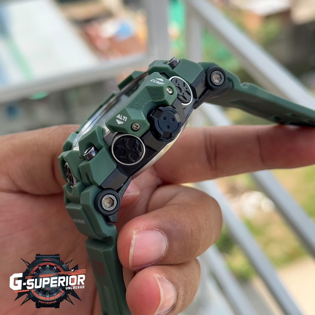 Gshock AA Grade | Silicon Strap Digital & analog dial watch with White accent | Green Body_img_2