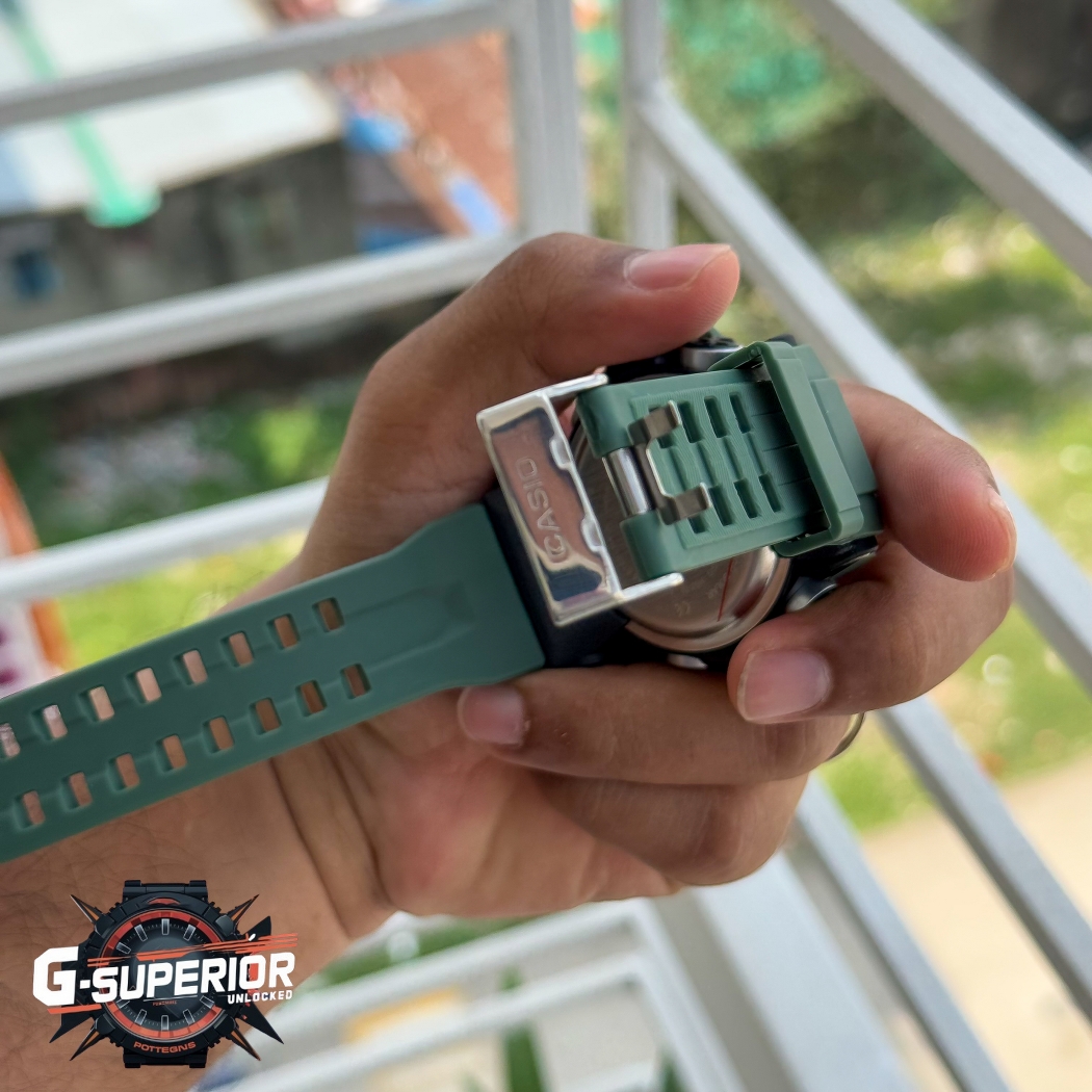 Gshock AA Grade | Silicon Strap Digital & analog dial watch with White accent | Green Body_img_3