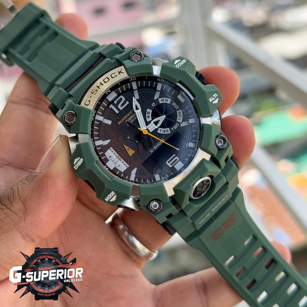 Gshock AA Grade | Silicon Strap Digital & analog dial watch with White accent | Green Body_img_4