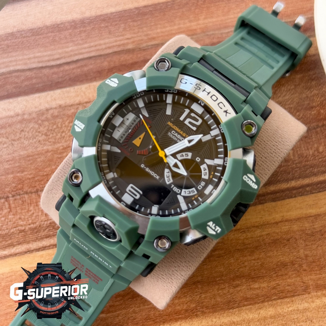 Gshock AA Grade | Silicon Strap Digital & analog dial watch with White accent | Green Body_img_5
